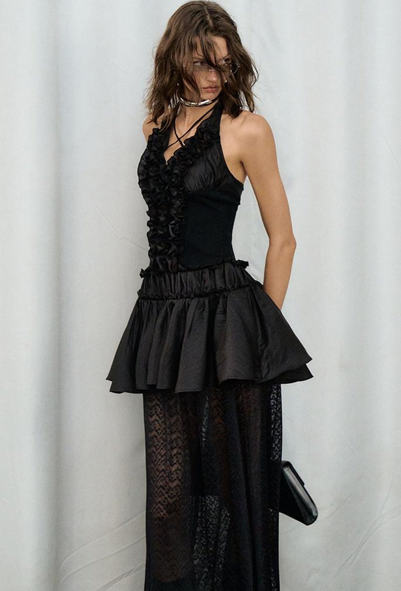 OfAkiva Romantic Ruffle Sleeve Convertible Dress 2 In 1 Dresses