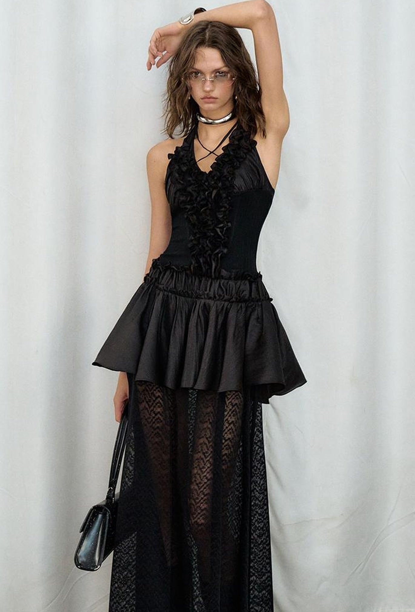 OfAkiva Romantic Ruffle Sleeve Convertible Dress 2 In 1 Dresses