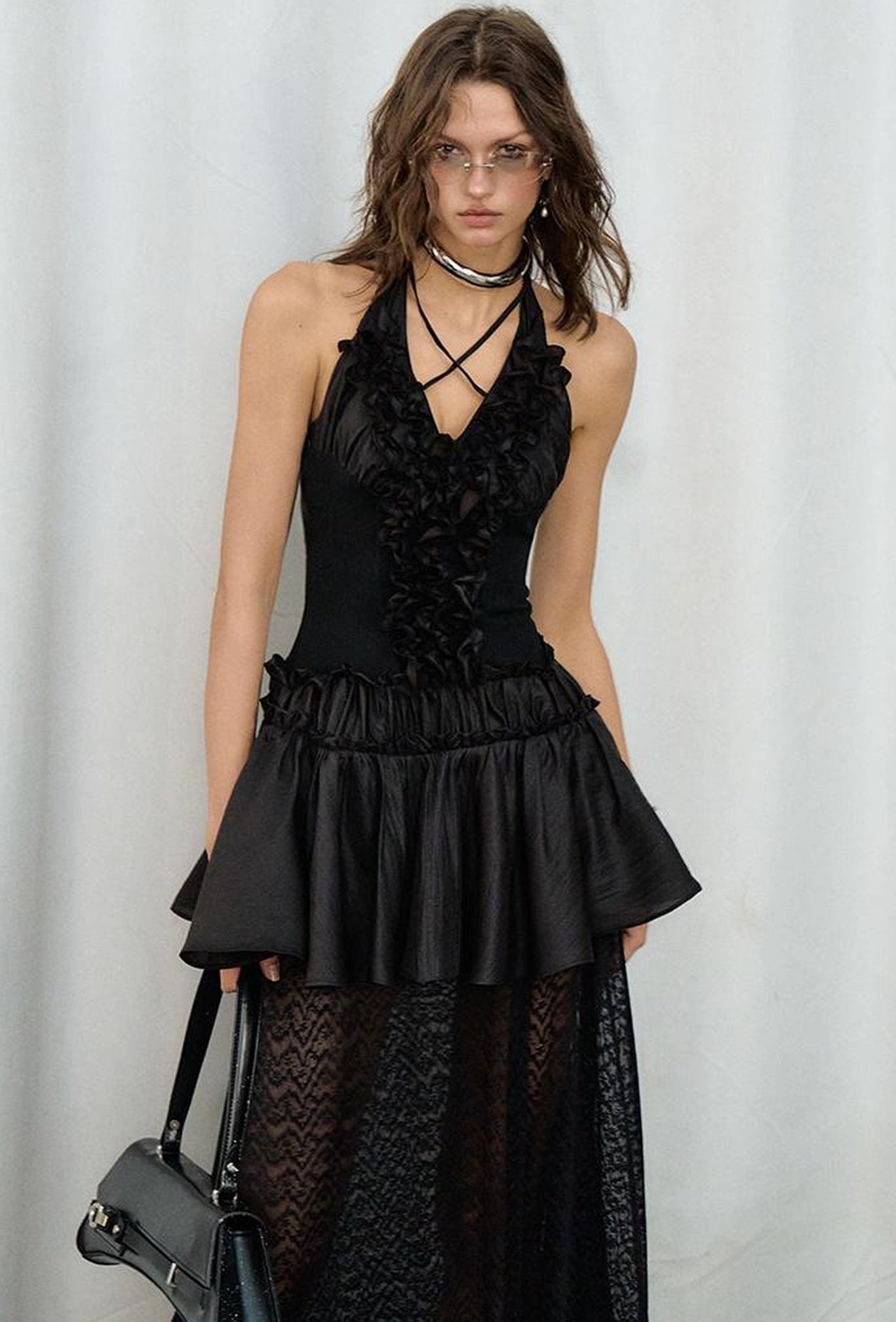 OfAkiva Romantic Ruffle Sleeve Convertible Dress 2 In 1 Dresses