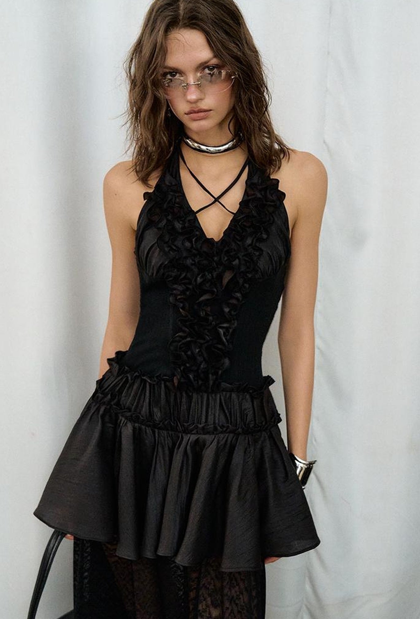 OfAkiva Romantic Ruffle Sleeve Convertible Dress 2 In 1 Dresses