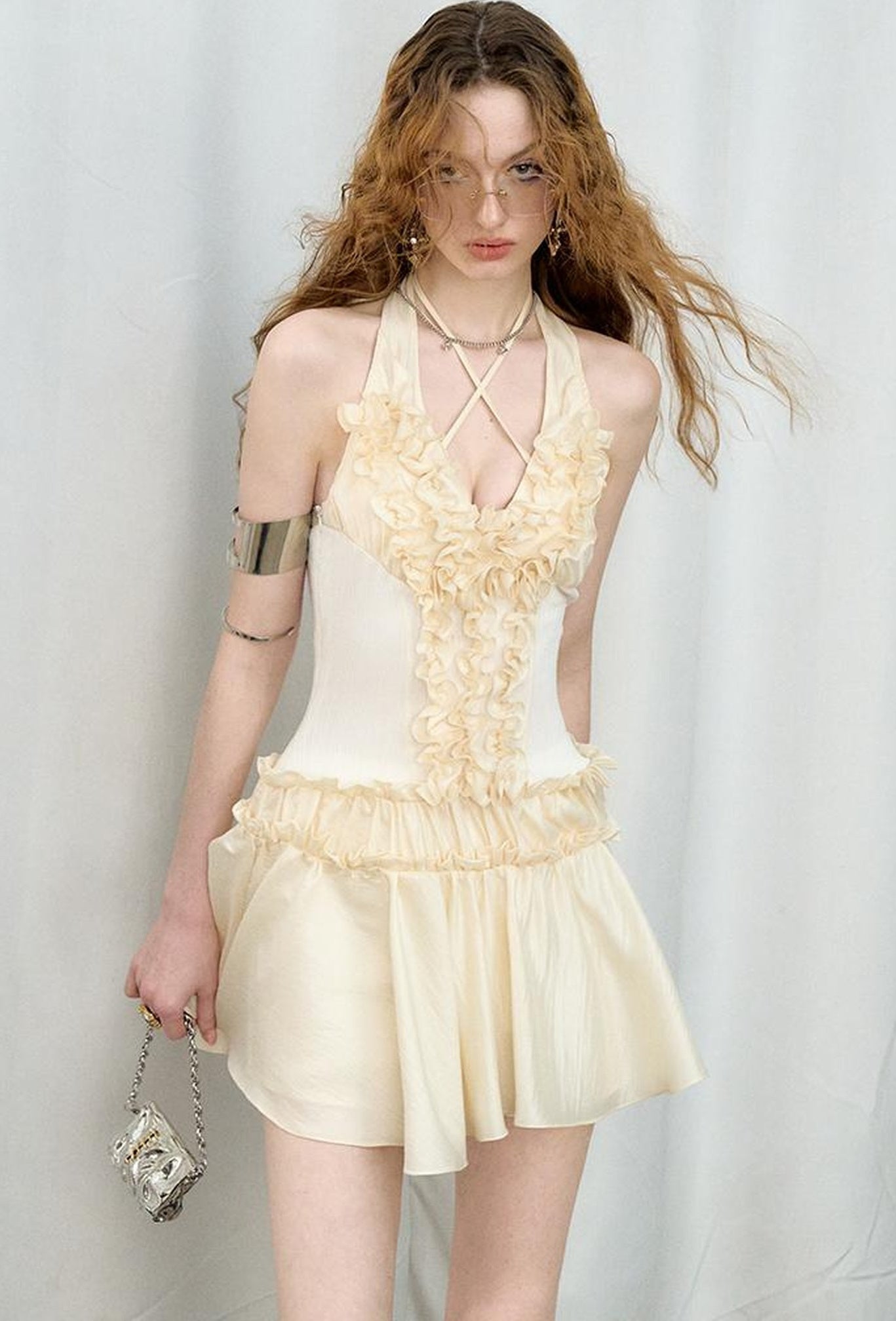 OfAkiva Romantic Ruffle Sleeve Convertible Dress 2 In 1 Dresses