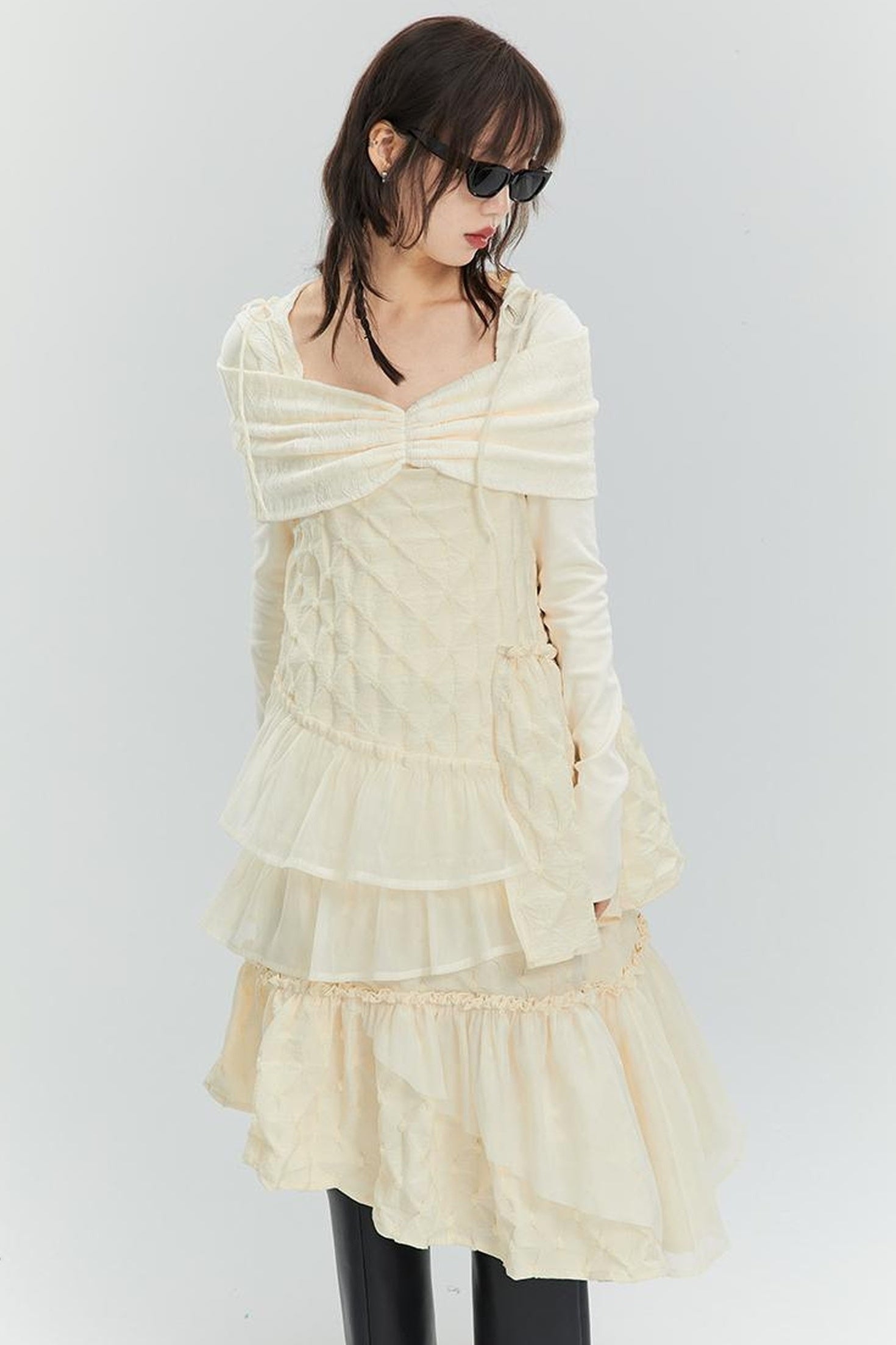 DIDDI MODA Romantic Ruffle Tiered Chiffon Slip Dress