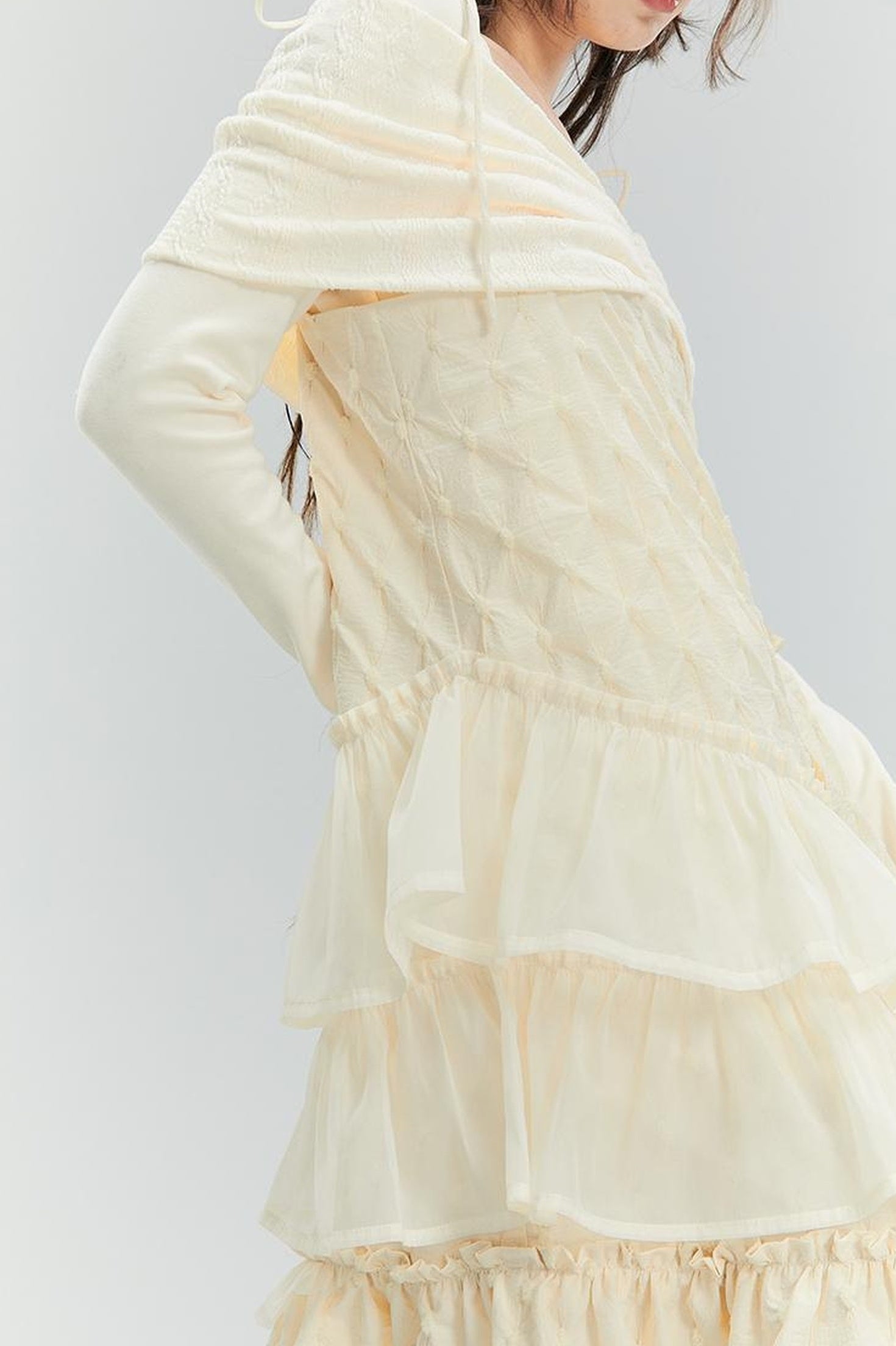 DIDDI MODA Romantic Ruffle Tiered Chiffon Slip Dress