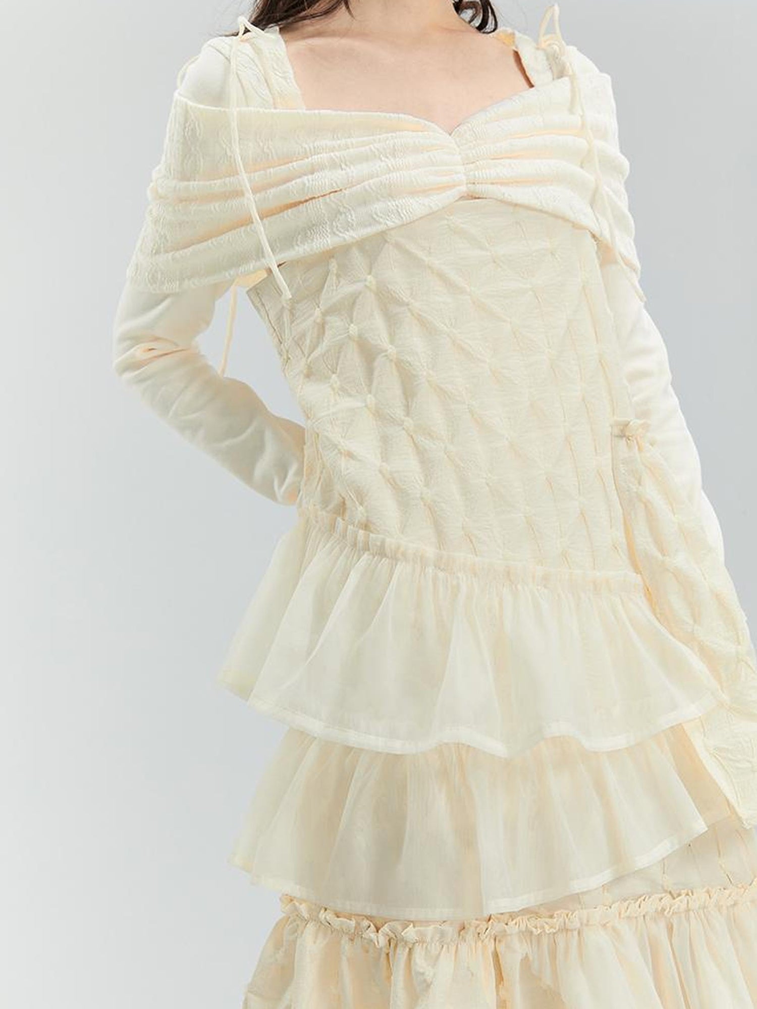 DIDDI MODA Romantic Ruffle Tiered Chiffon Slip Dress