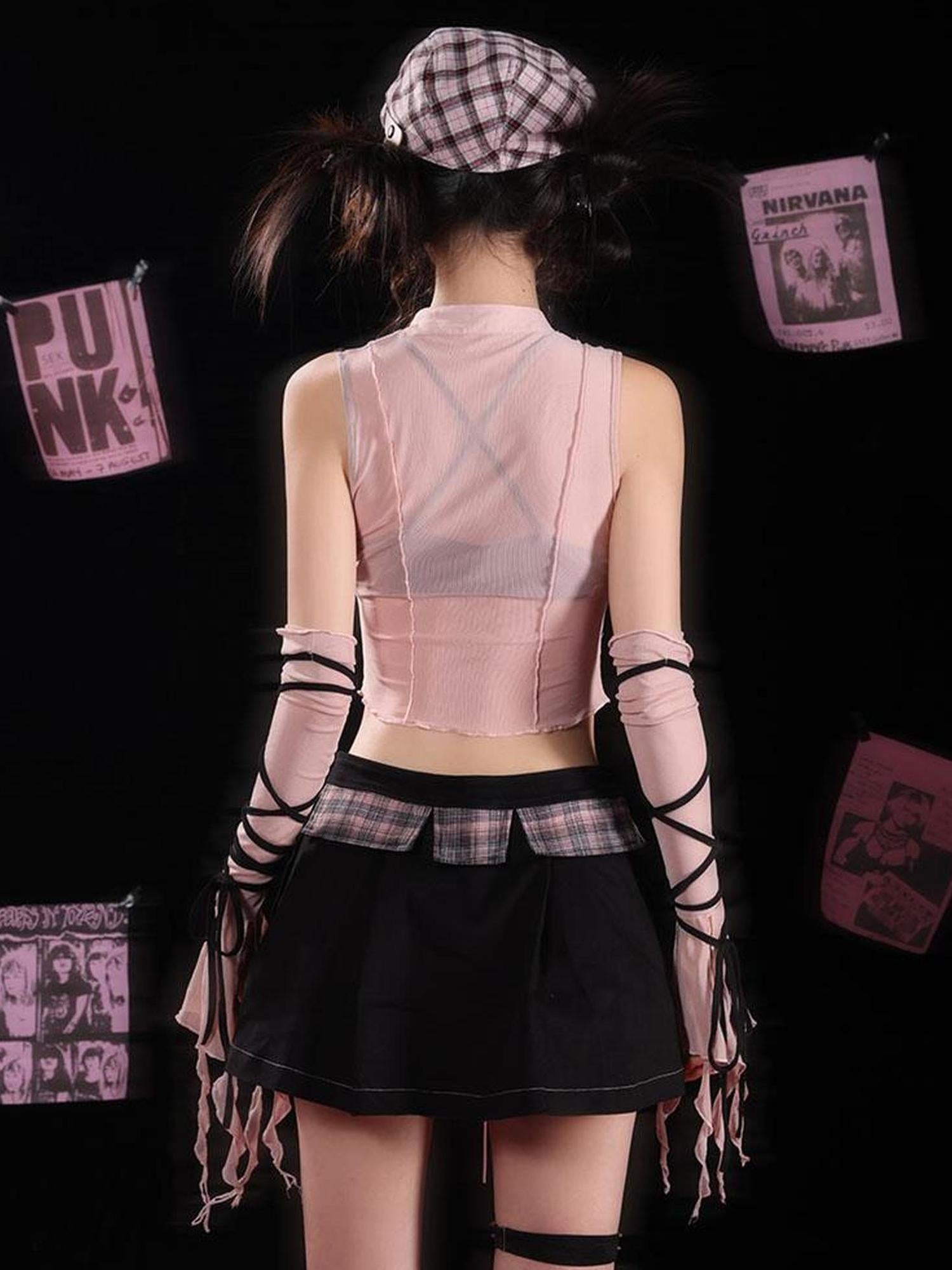 WSW WUSHENWU Rose Print Cutout Tie Up Camisole Original Design