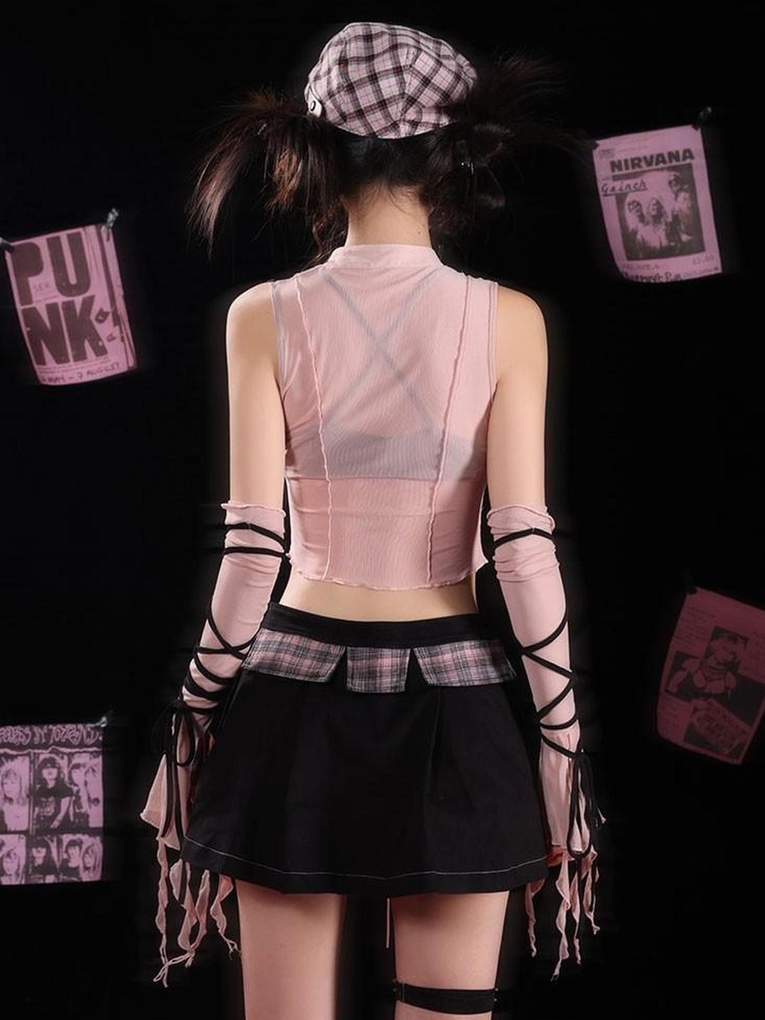 WSW WUSHENWU Rose Print Cutout Tie Up Camisole Original Design