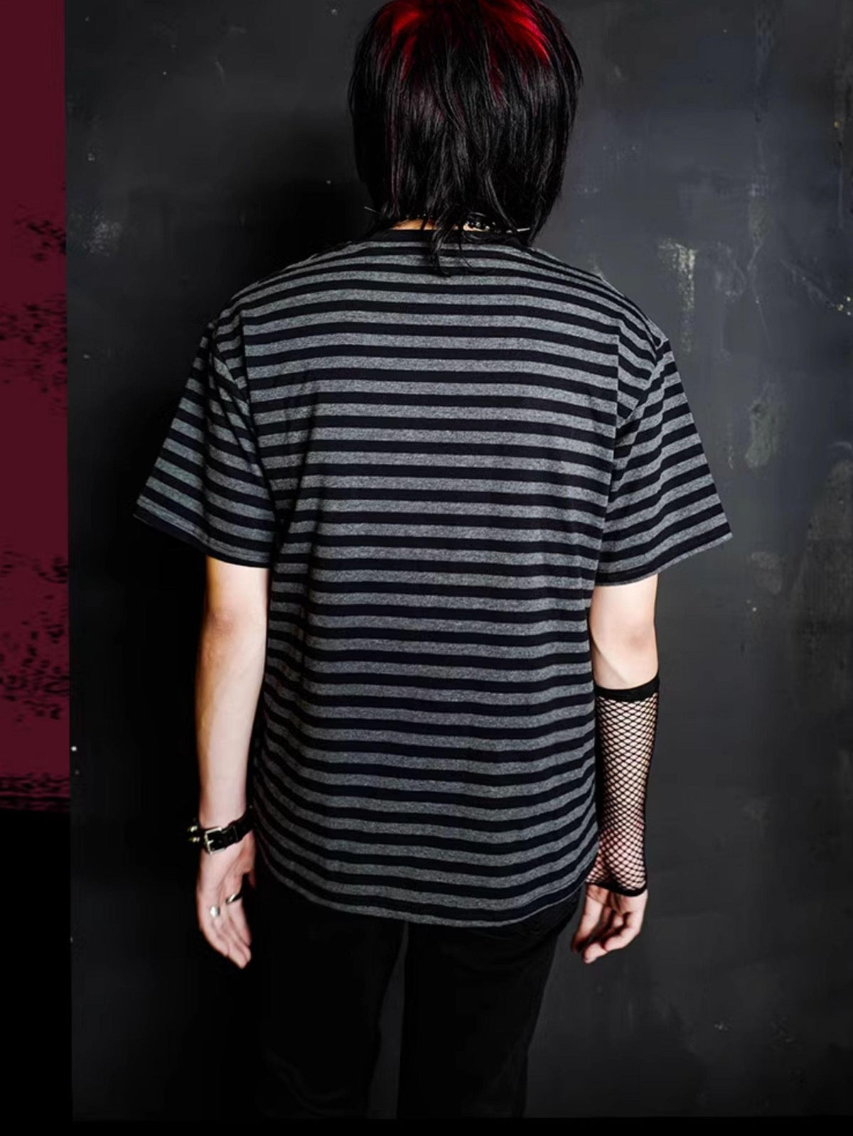 Rs by RebelSeed Black Gray Stripe Skull Demon Heat Transfer Women&