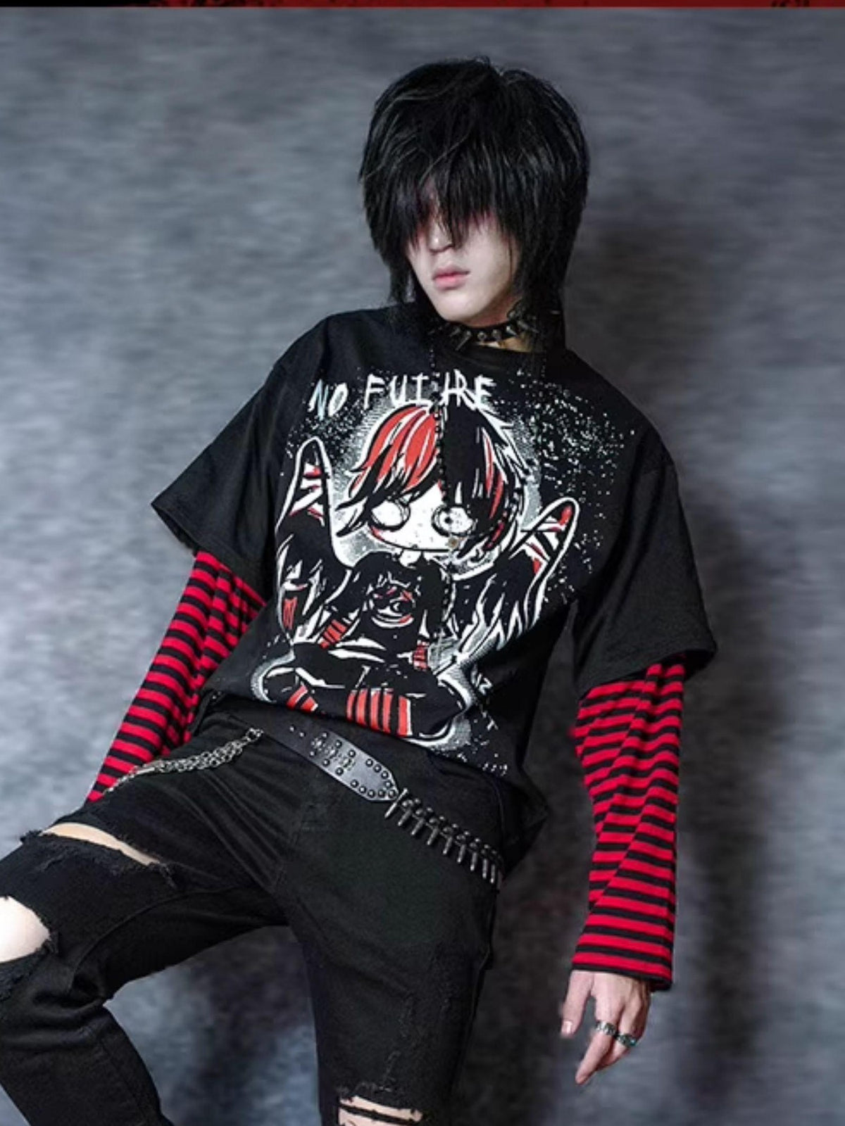 Rs by RebelSeed Emo Angel Cartoon Heat Transfer Print Women&