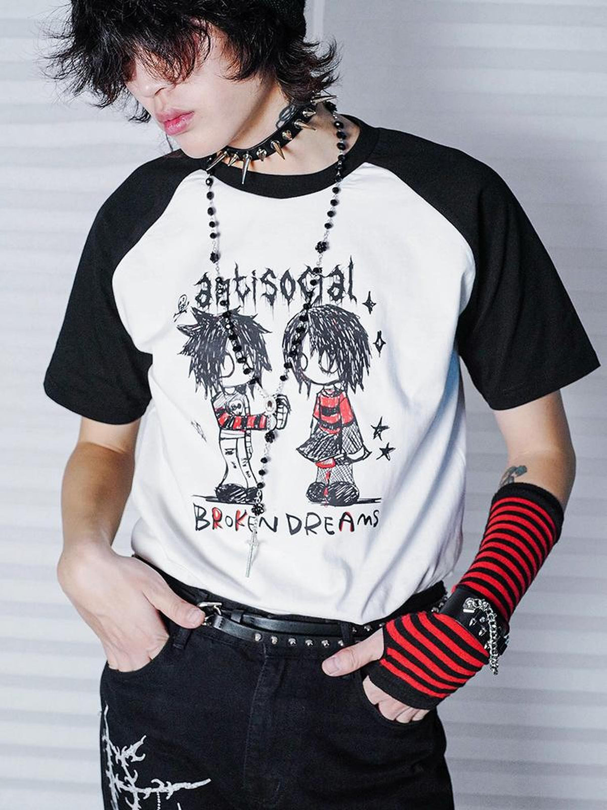 Rs by RebelSeed Emo Handdrawn Colorblock Raglan Distressed Women&