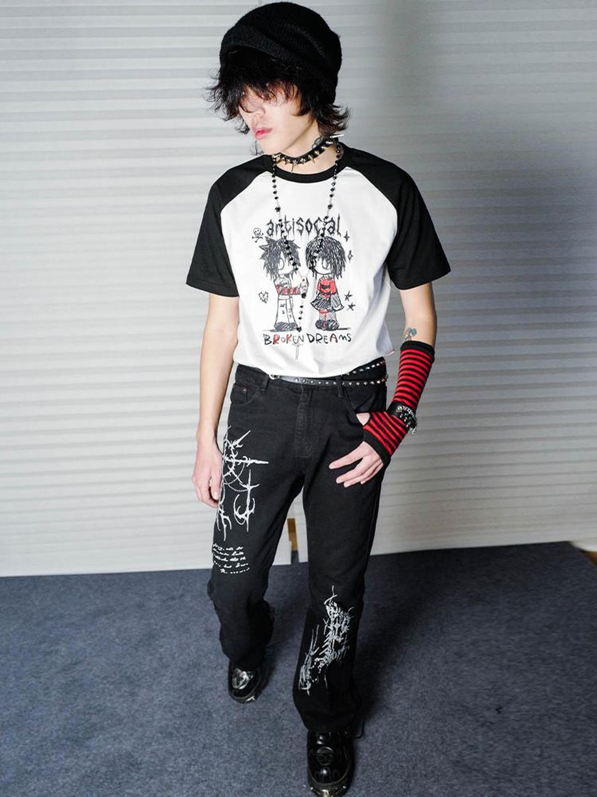 Rs by RebelSeed Emo Handdrawn Colorblock Raglan Distressed Women&