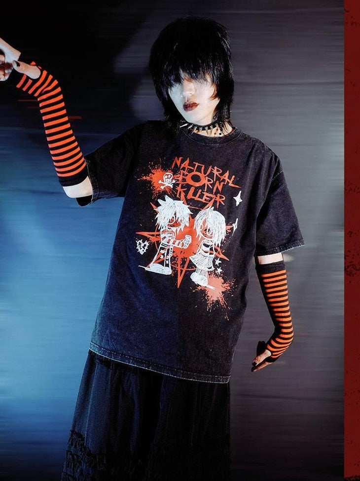 Rs by RebelSeed Emo Punk Print Patchwork Heat Transfer Women&
