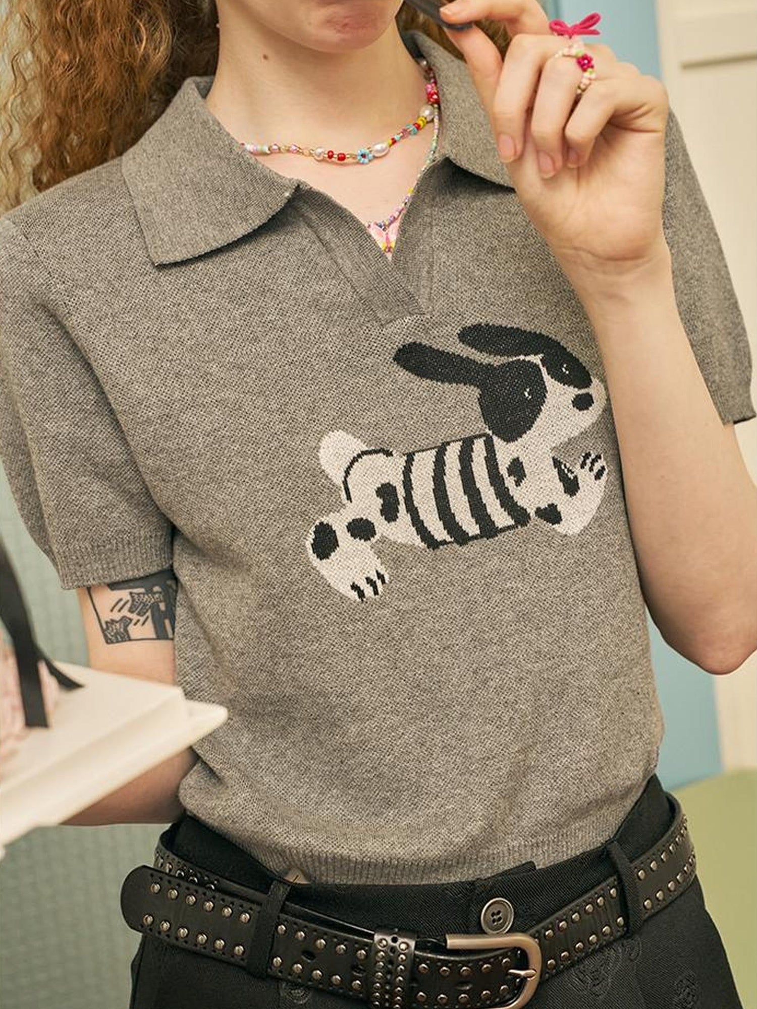 DIDDI MODA Running Puppy Cotton Polo Tee