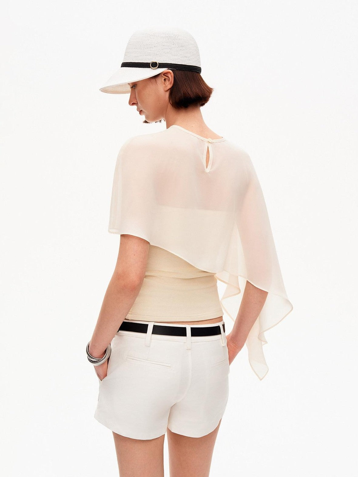 STRIKE A POSE Asymmetrical Mesh Cape Bandeau Slim Fit Women&