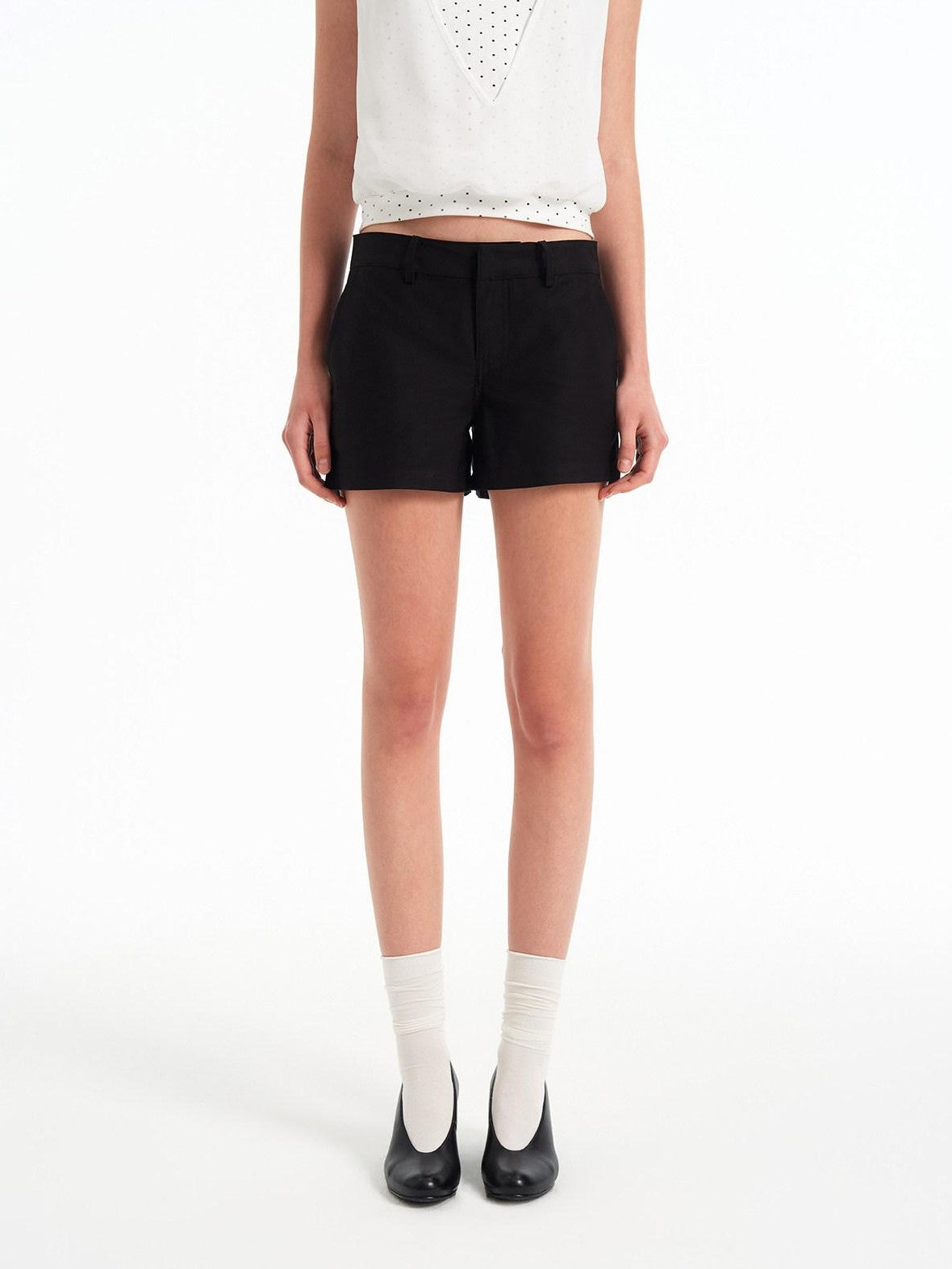 STRIKE A POSE Black White Straight Twill Wrinkle Resistant Women&
