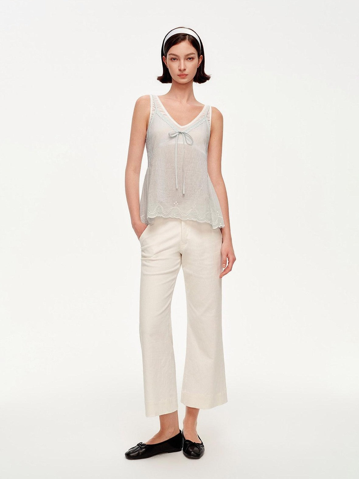 STRIKE A POSE Blue V-neck Lace Trim Textured Loose A Line Women&