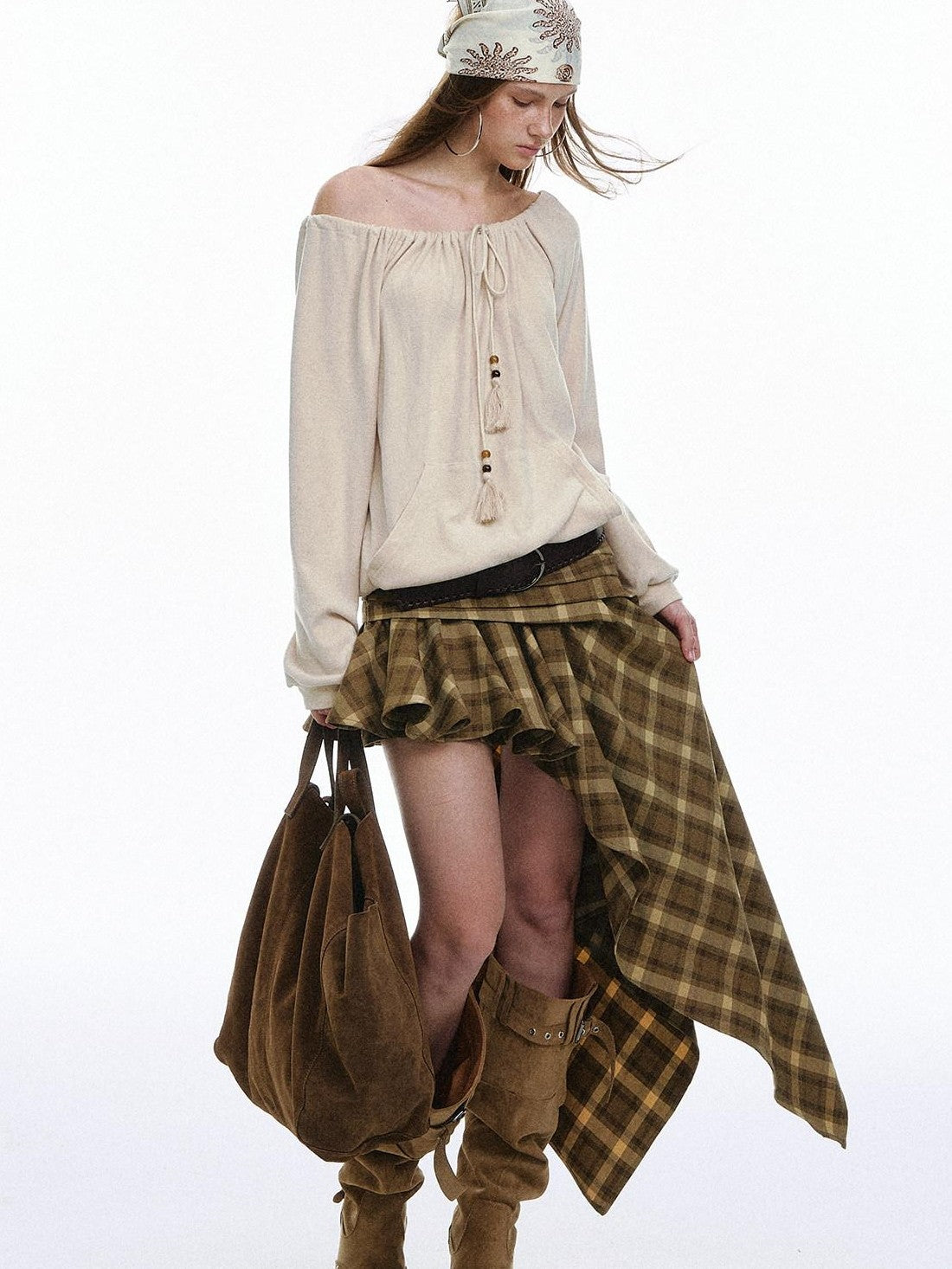 STRIKE A POSE Bohemian Off Shoulder Drawstring Tassel Loose Women&