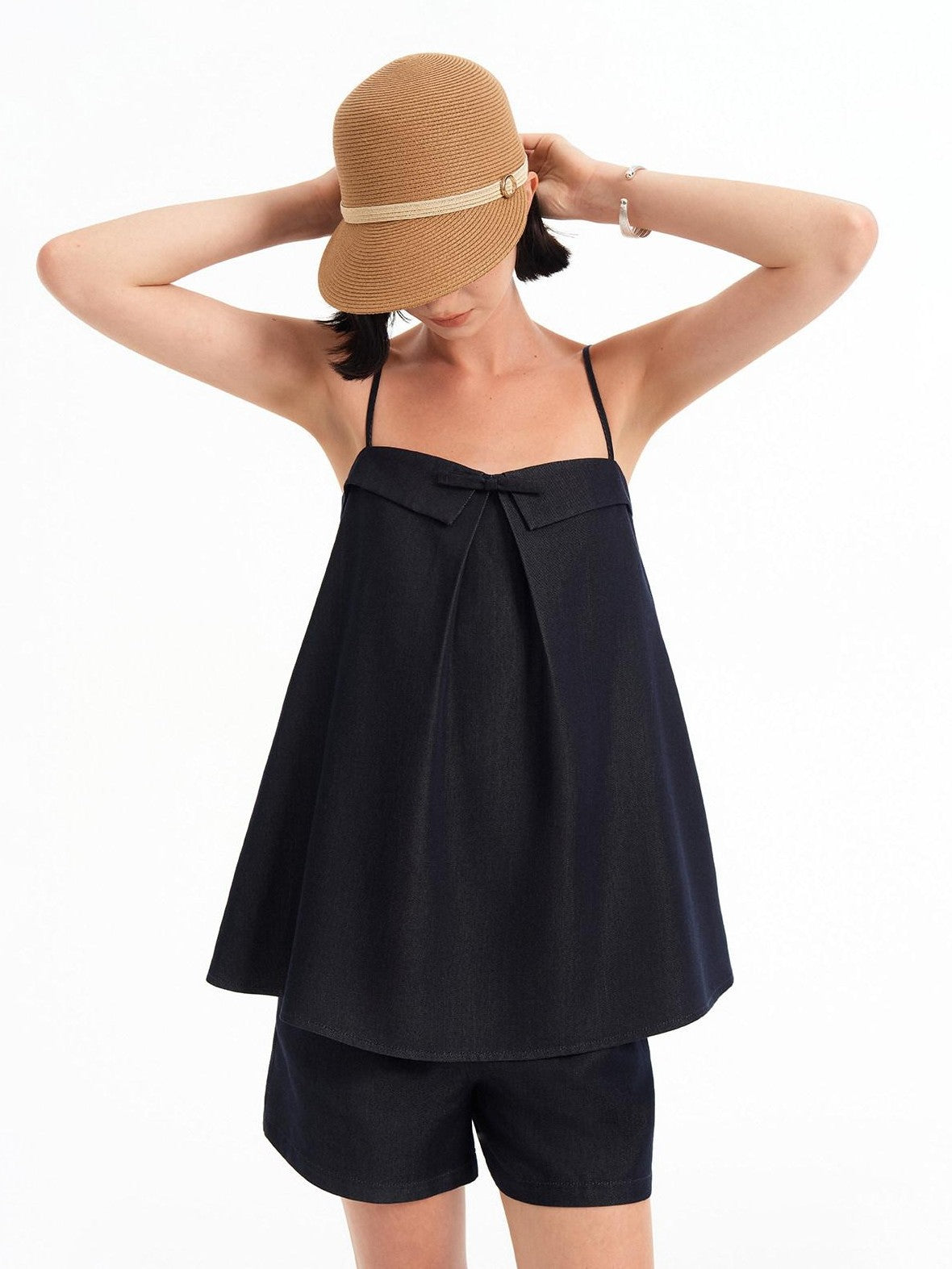 STRIKE A POSE Bow Aline Camisole Loose Shorts Women&