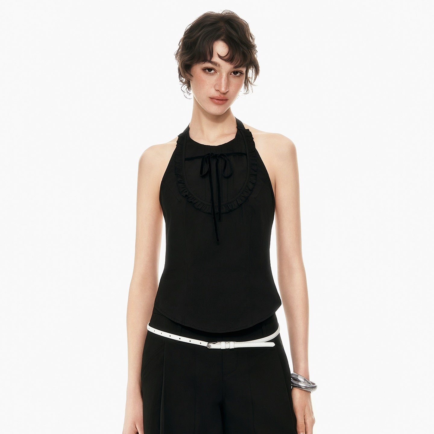 STRIKE_A_POSE_Bow_Tie_Tucked_Backless_Cropped_Slim_Waist_Women&