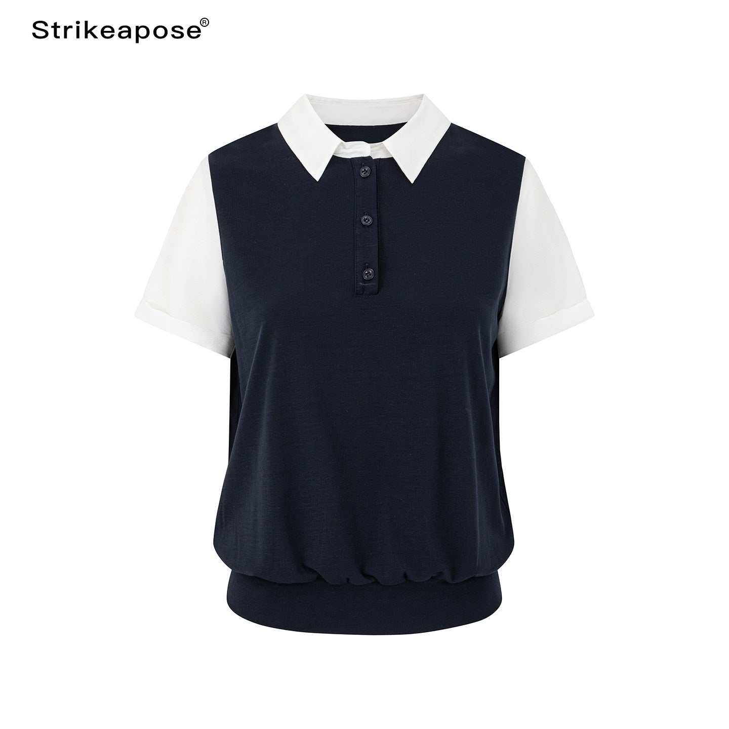 STRIKE_A_POSE_Colorblock_Cinched_Waist_Polo_Women&