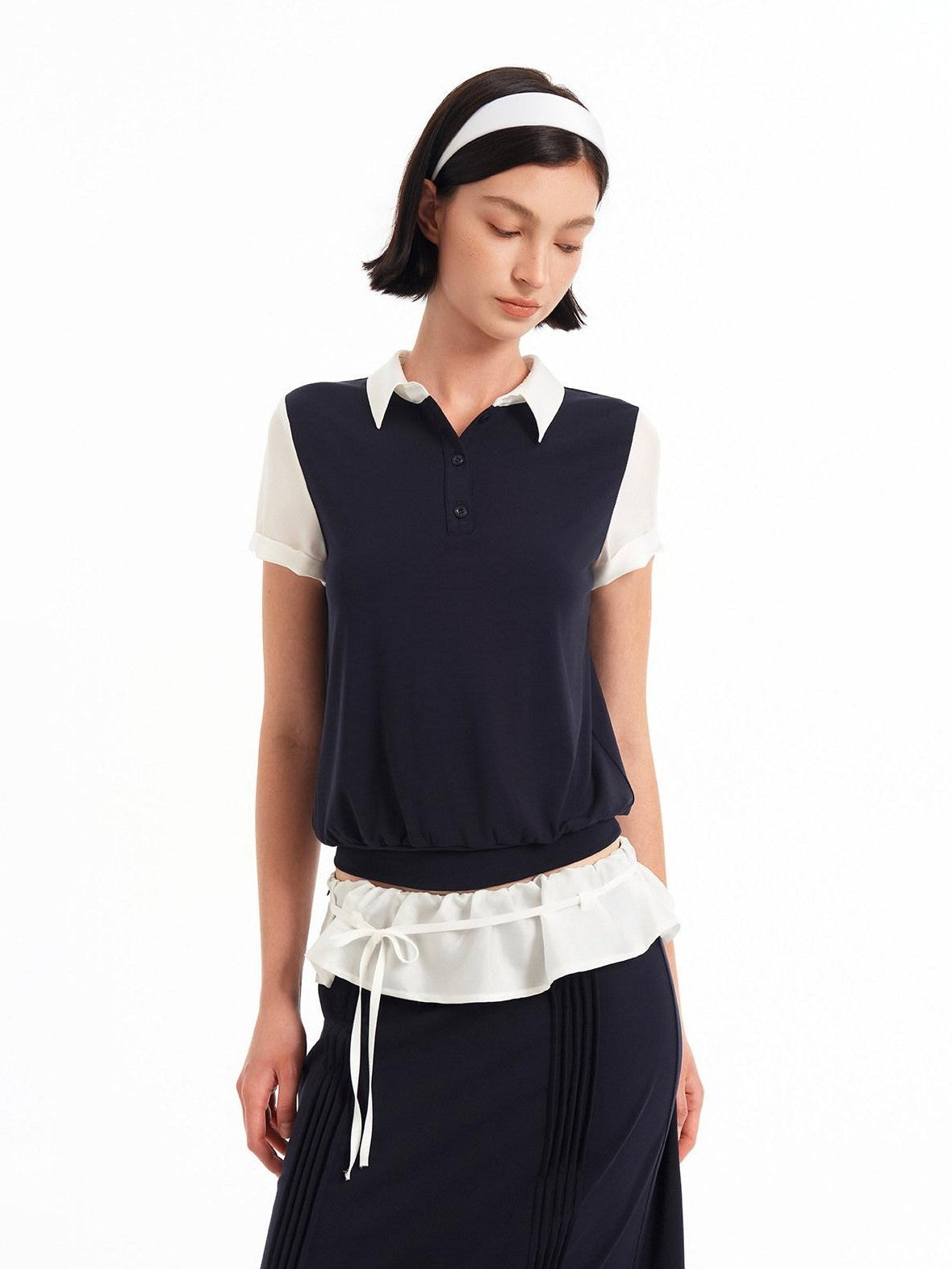 STRIKE A POSE Colorblock Cinched Waist Polo Women&