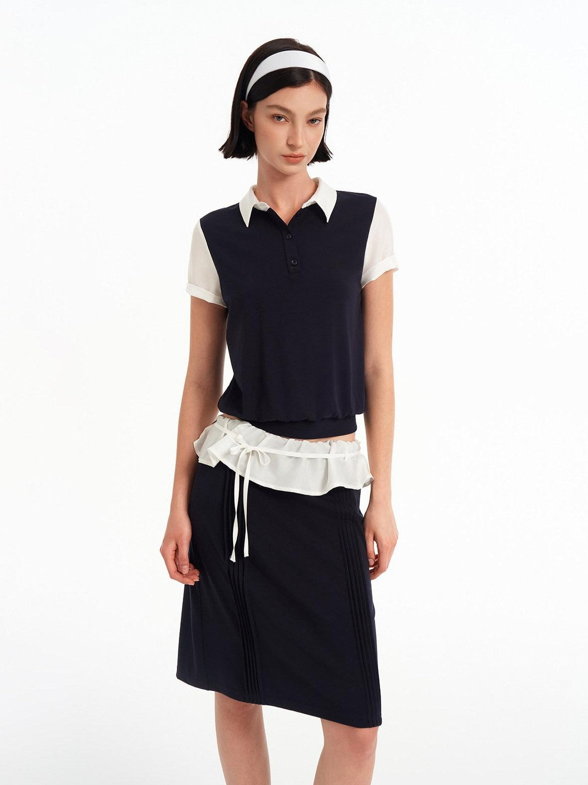 STRIKE A POSE Colorblock Cinched Waist Polo Women&