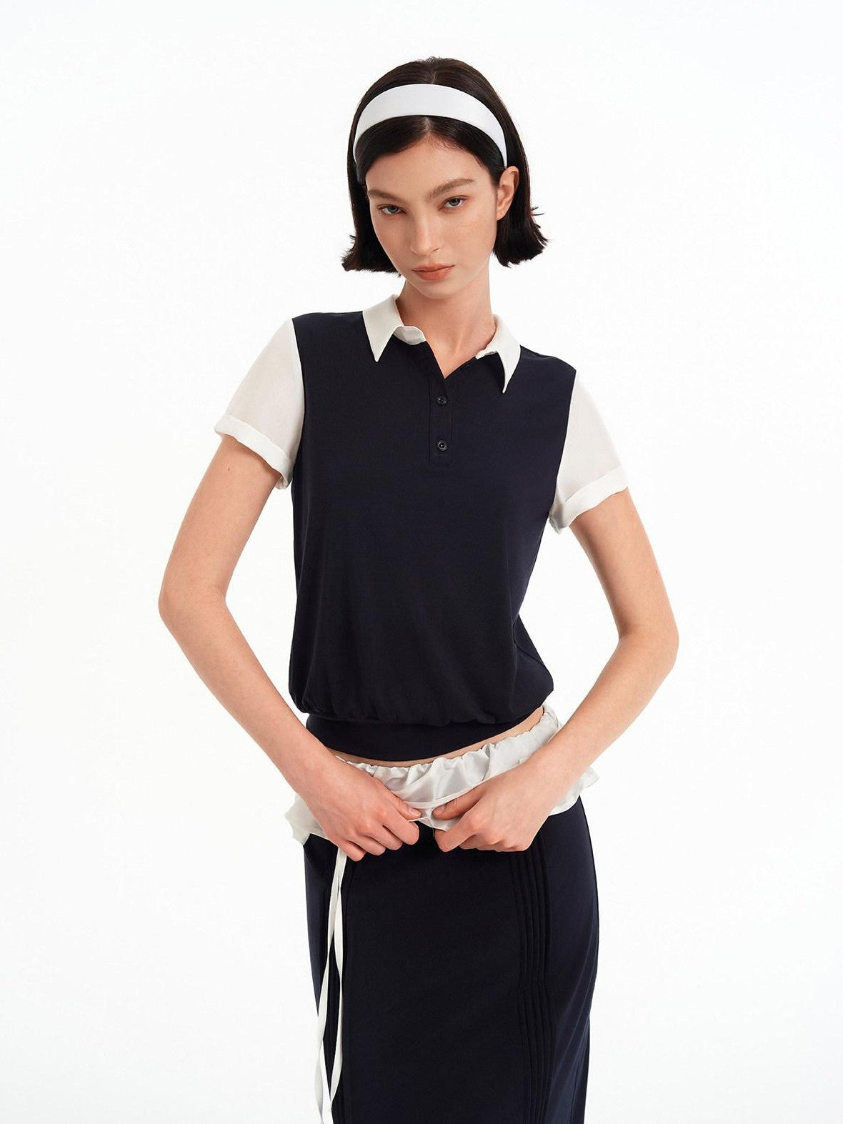 STRIKE A POSE Colorblock Cinched Waist Polo Women&
