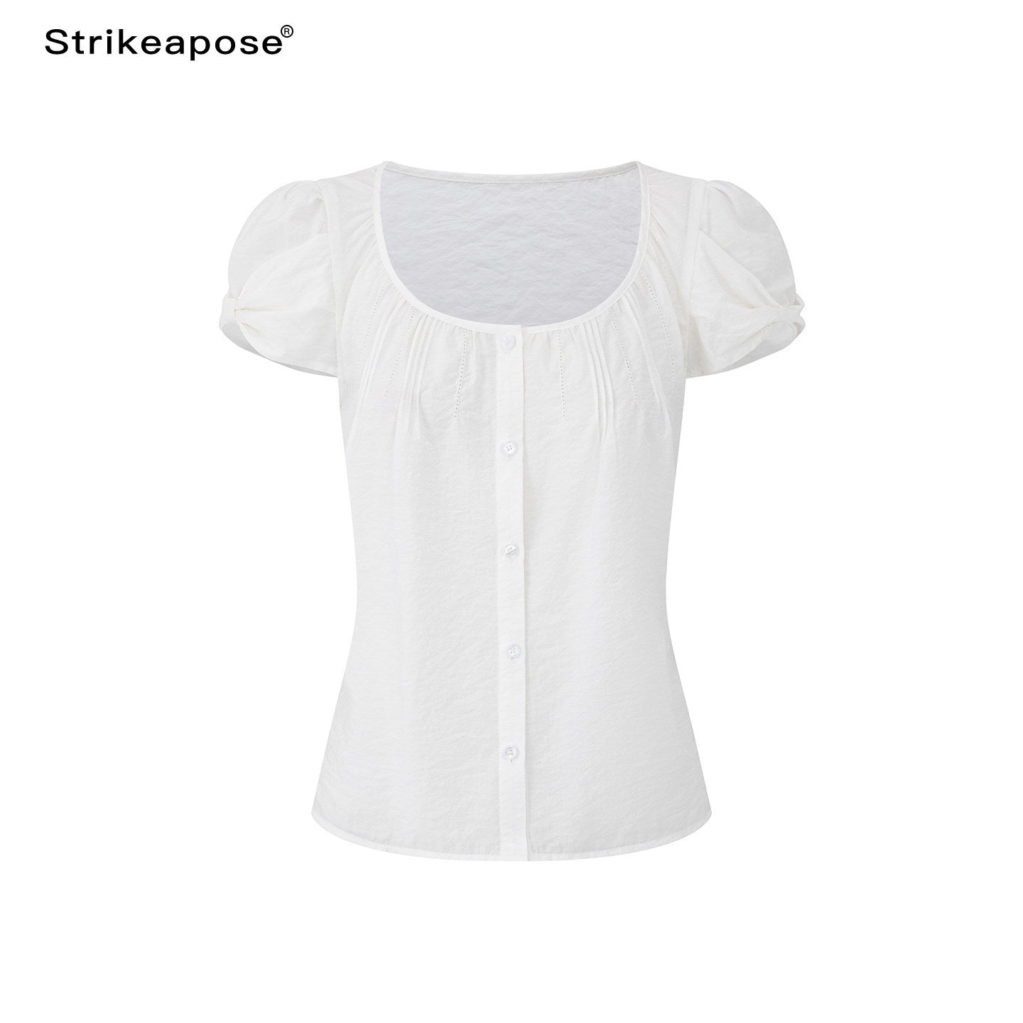 STRIKE_A_POSE_Crew_Neck_Puff_Sleeve_Tuck_Layered_Women&