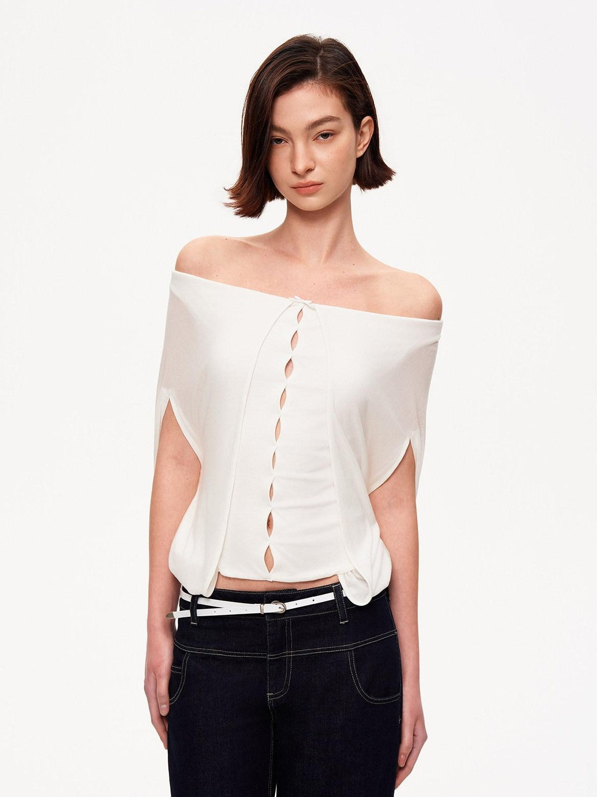 STRIKE A POSE Cropped Cutout Batwing Relaxed Women&