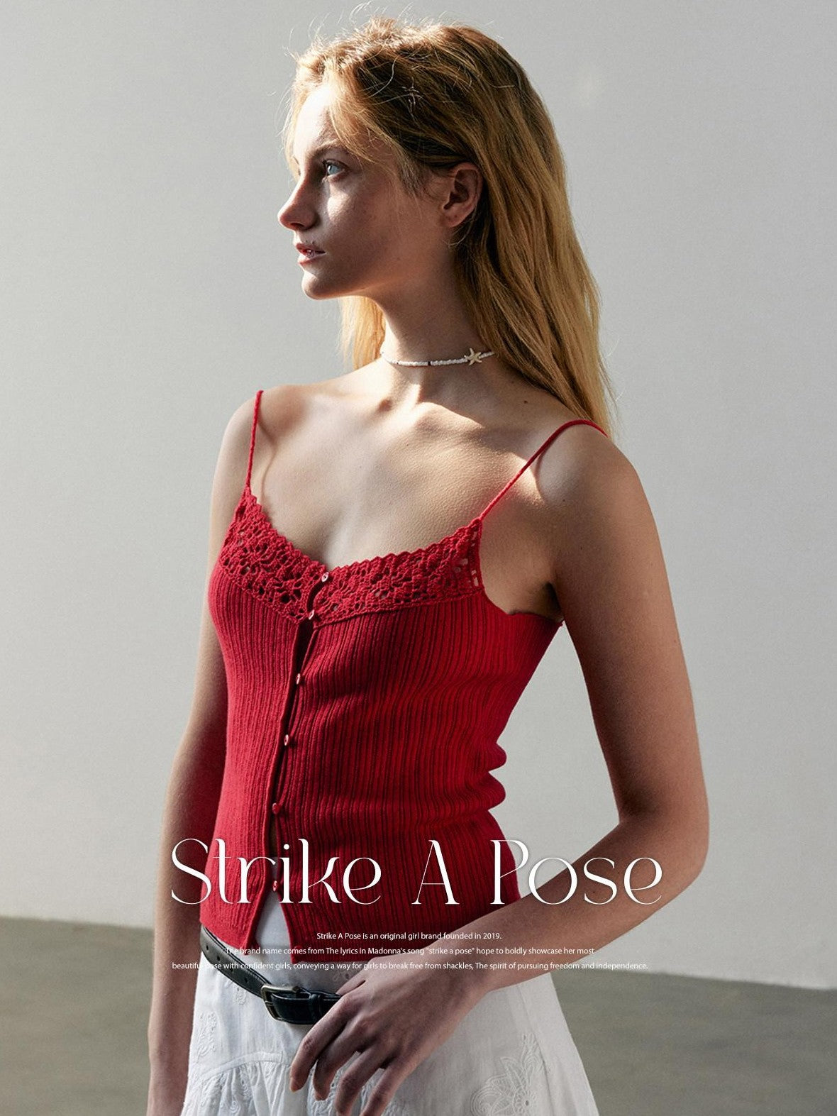 STRIKE A POSE Cropped Hand Crochet Hollowout Strappy Women&