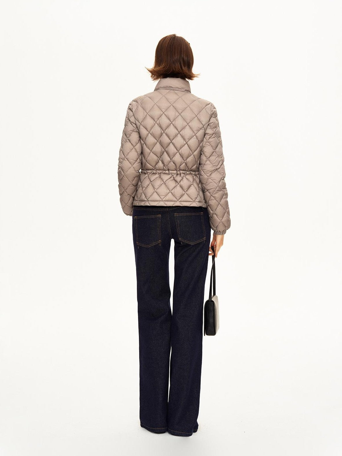 STRIKE A POSE Diamond Quilted Stand Collar Pocket Women&