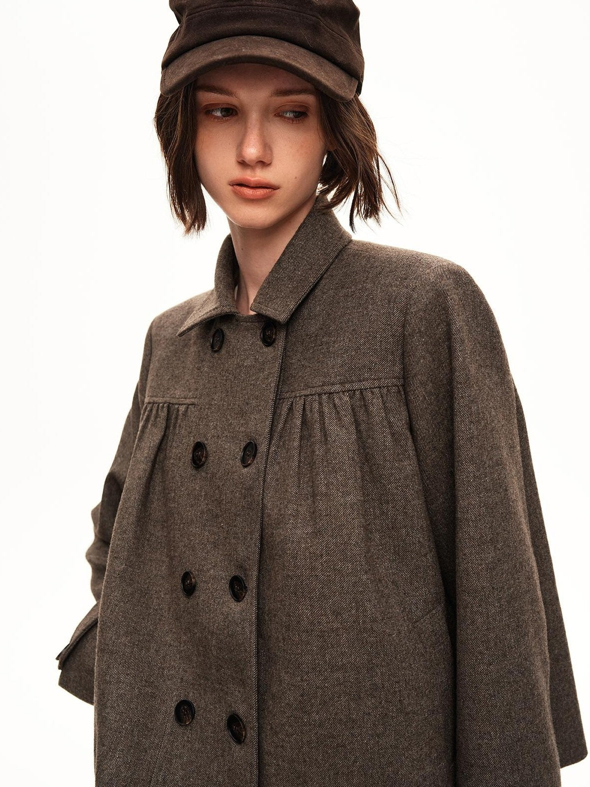STRIKE A POSE Double Breasted Wool Lapel Cropped Loose Vintage Women&