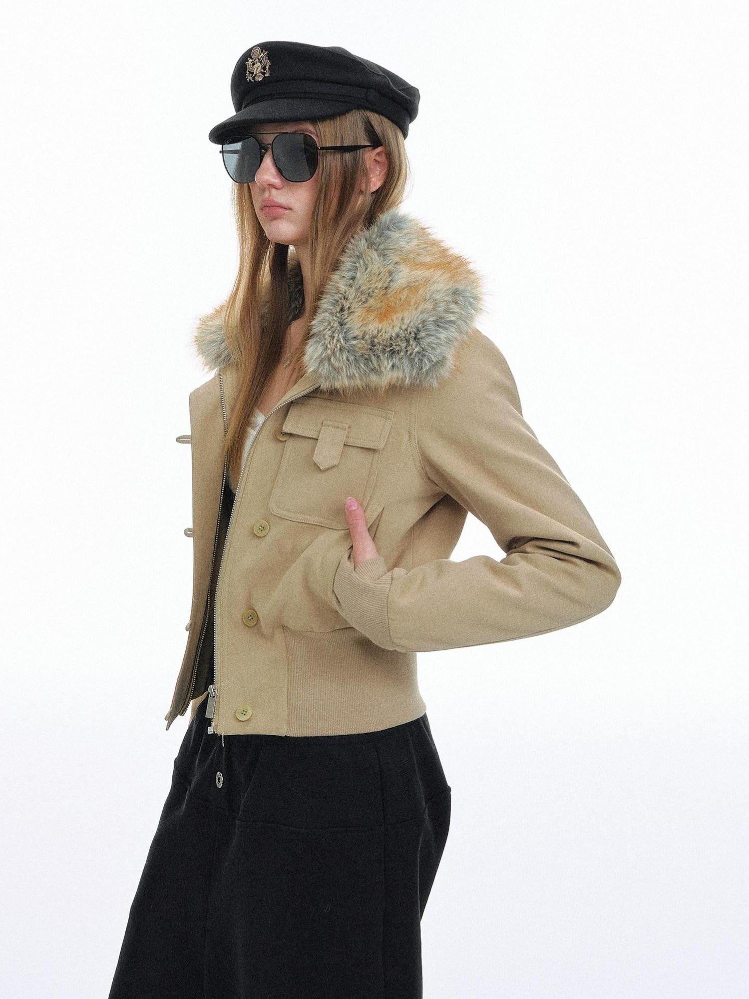 STRIKE A POSE Eco Fur Collar Workwear Women&