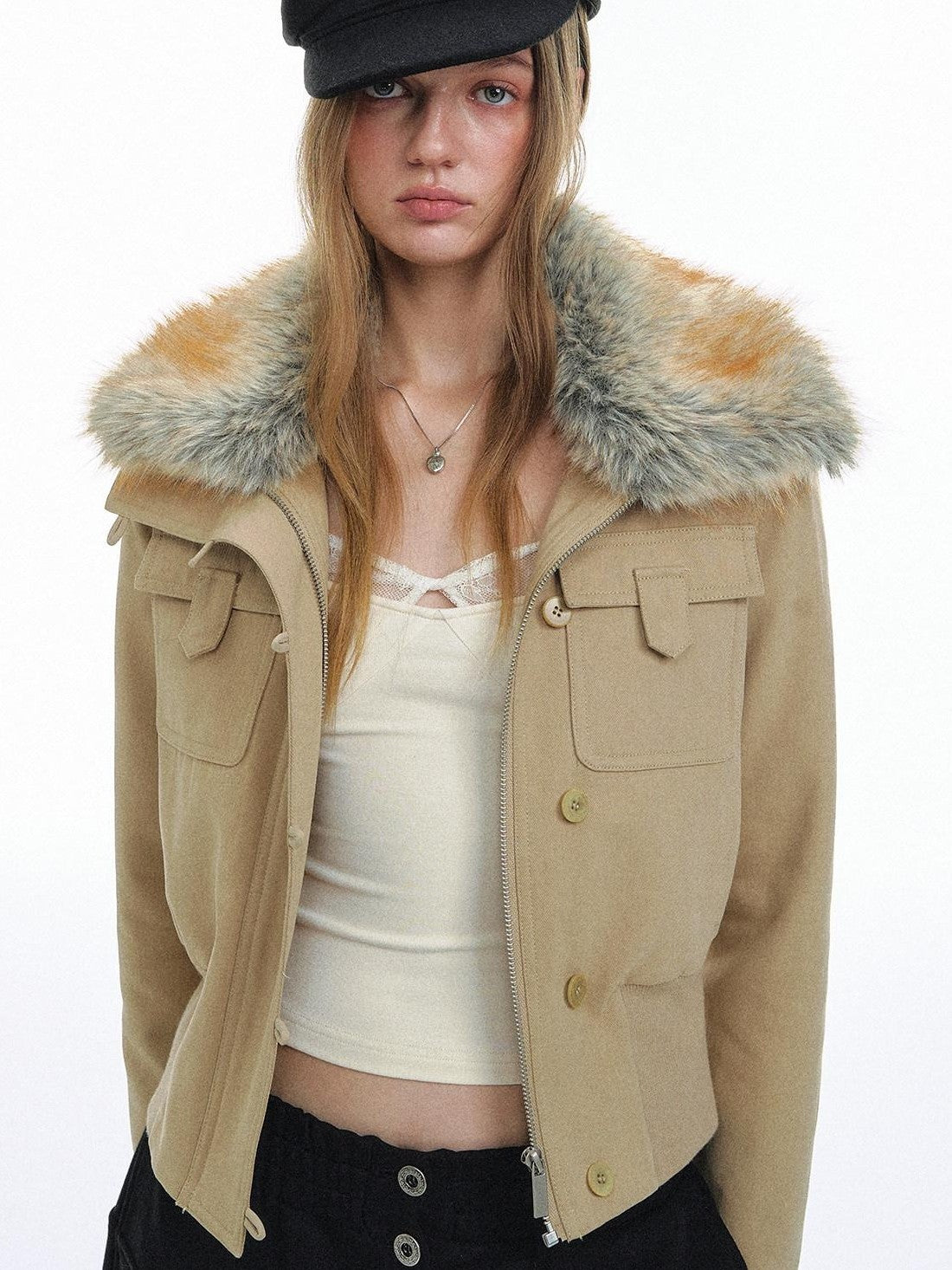 STRIKE A POSE Eco Fur Collar Workwear Women&
