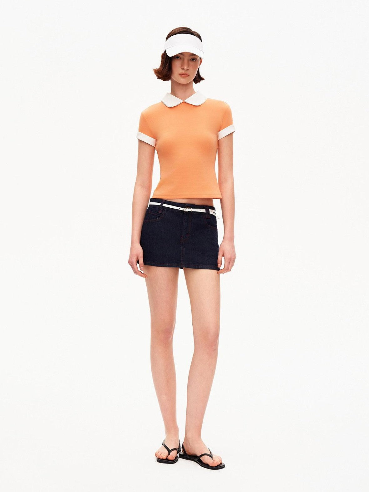 STRIKE A POSE Heather Gray Contrast Splice Doll Collar Women&