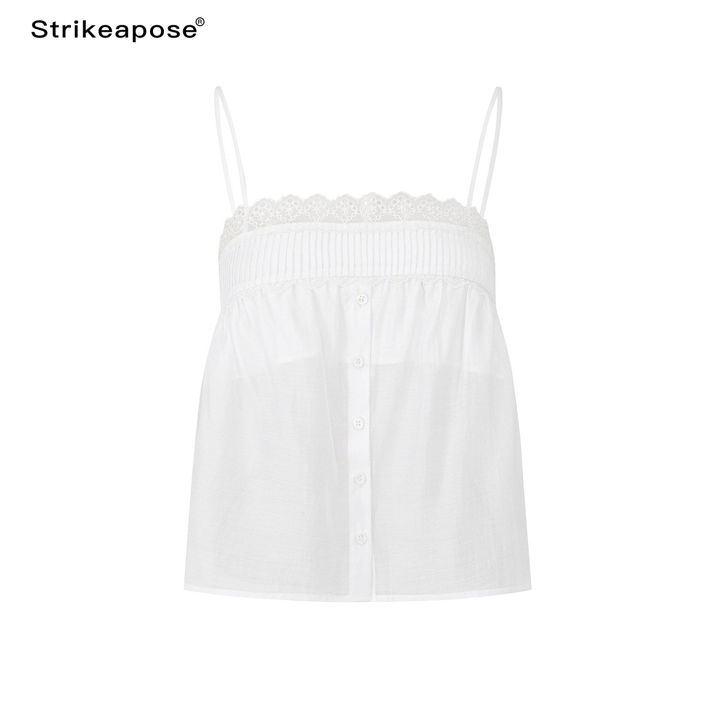 STRIKE_A_POSE_Lace_Trim_Gathered_A_Line_Babydoll_Women&