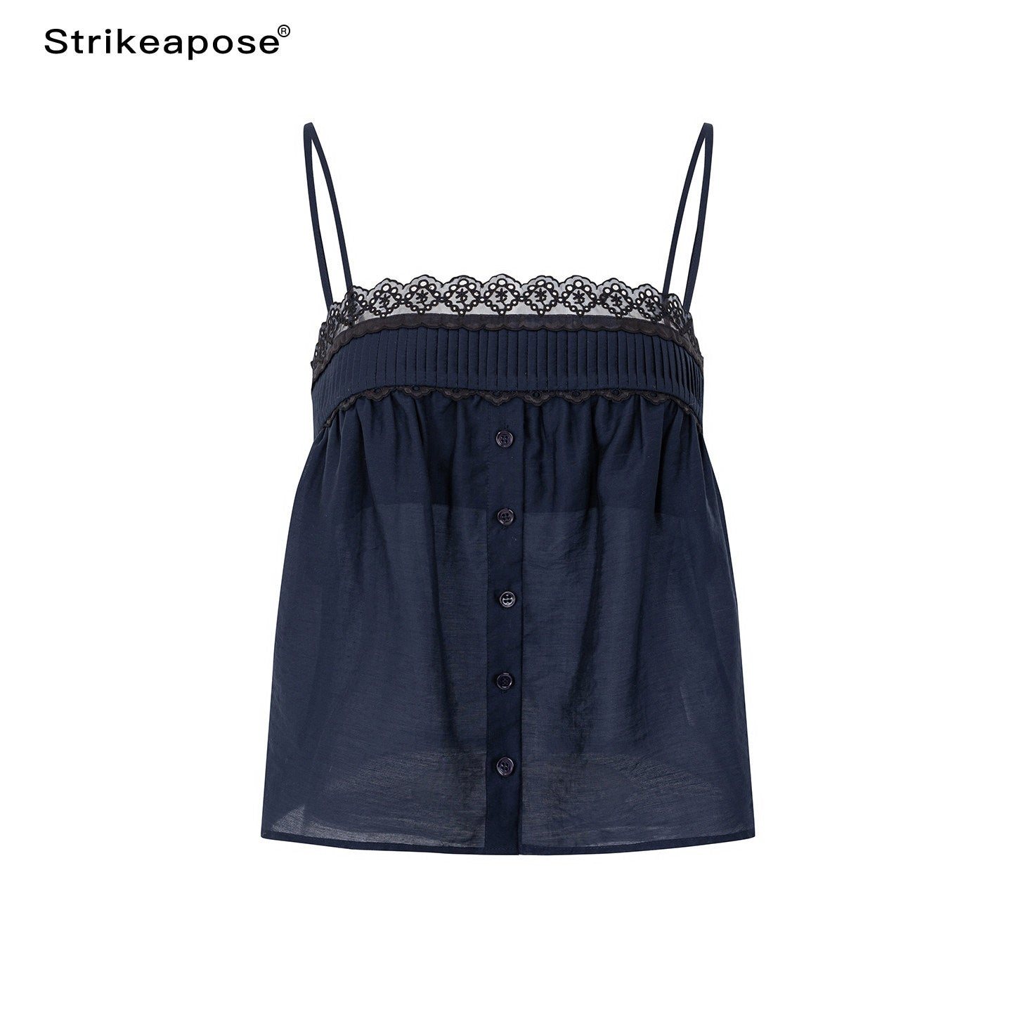 STRIKE_A_POSE_Lace_Trim_Gathered_A_Line_Babydoll_Women&