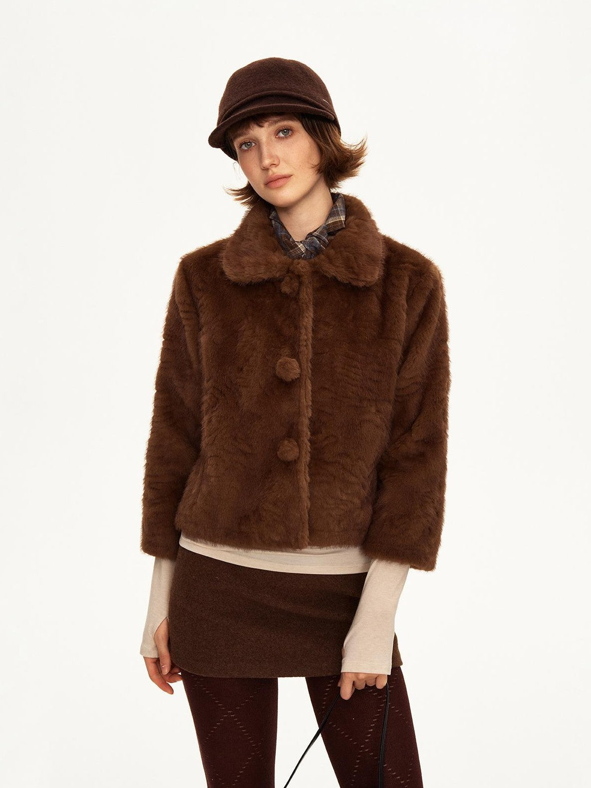 STRIKE A POSE Lapel Collar Three Quarter Sleeve Cropped Women&