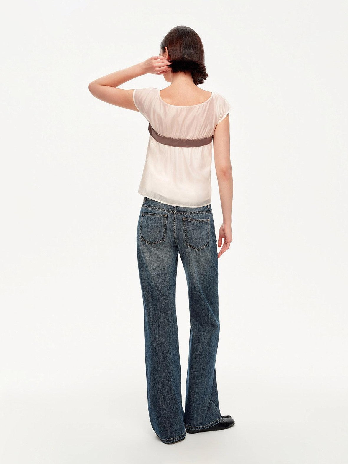 STRIKE A POSE Lilac Colorblock Bow V-neck Pleat Sheer Women&