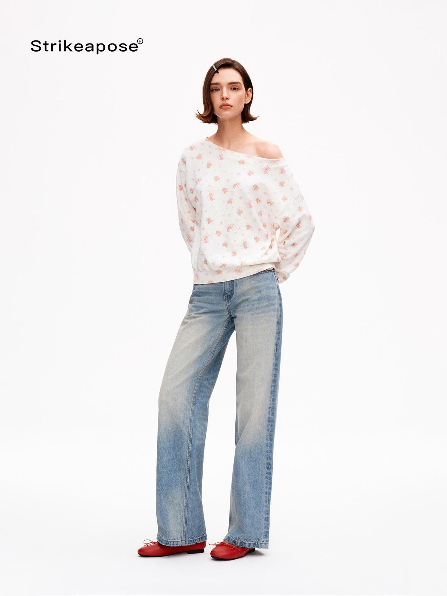 STRIKE A POSE Ombre Washed Distressed Low Rise Women&