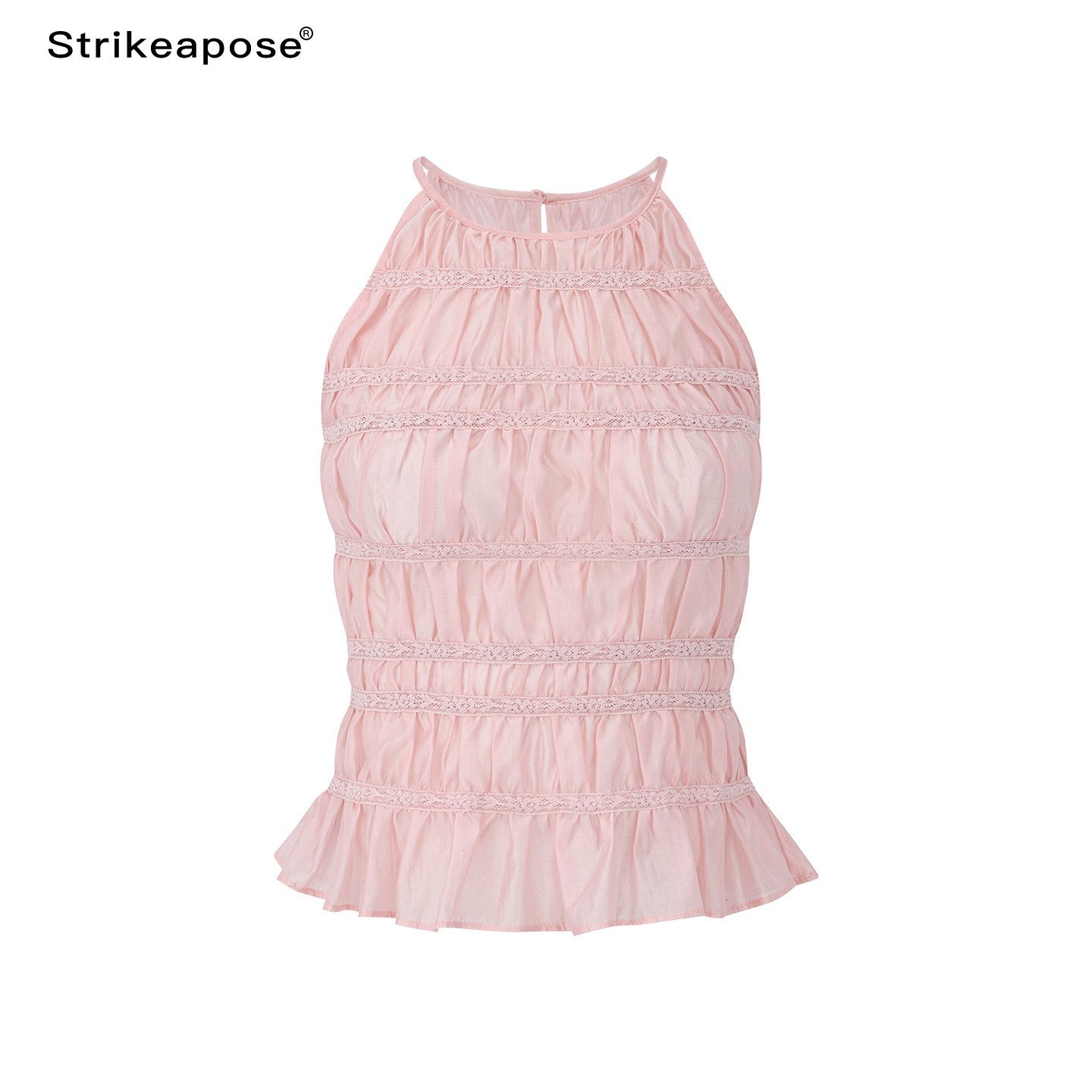 STRIKE_A_POSE_Pink_Lace_Paneled_Waist_Cinched_Cropped_Women&