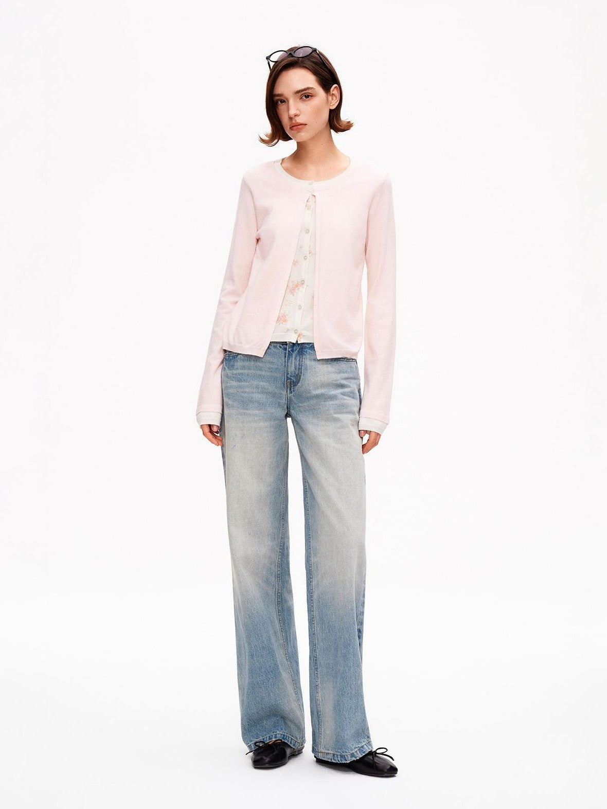 STRIKE A POSE Pink Layered Look Contrast Rib Knit Cropped Loose Women&