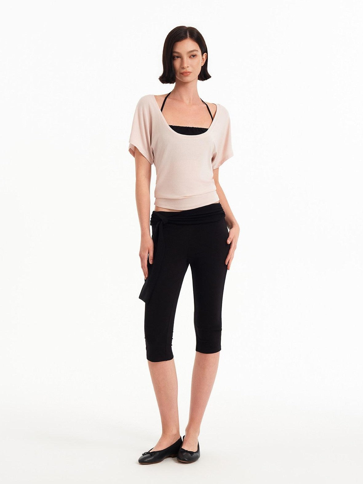 STRIKE A POSE Pink Low U Neck Drop Shoulder Ruched Women&