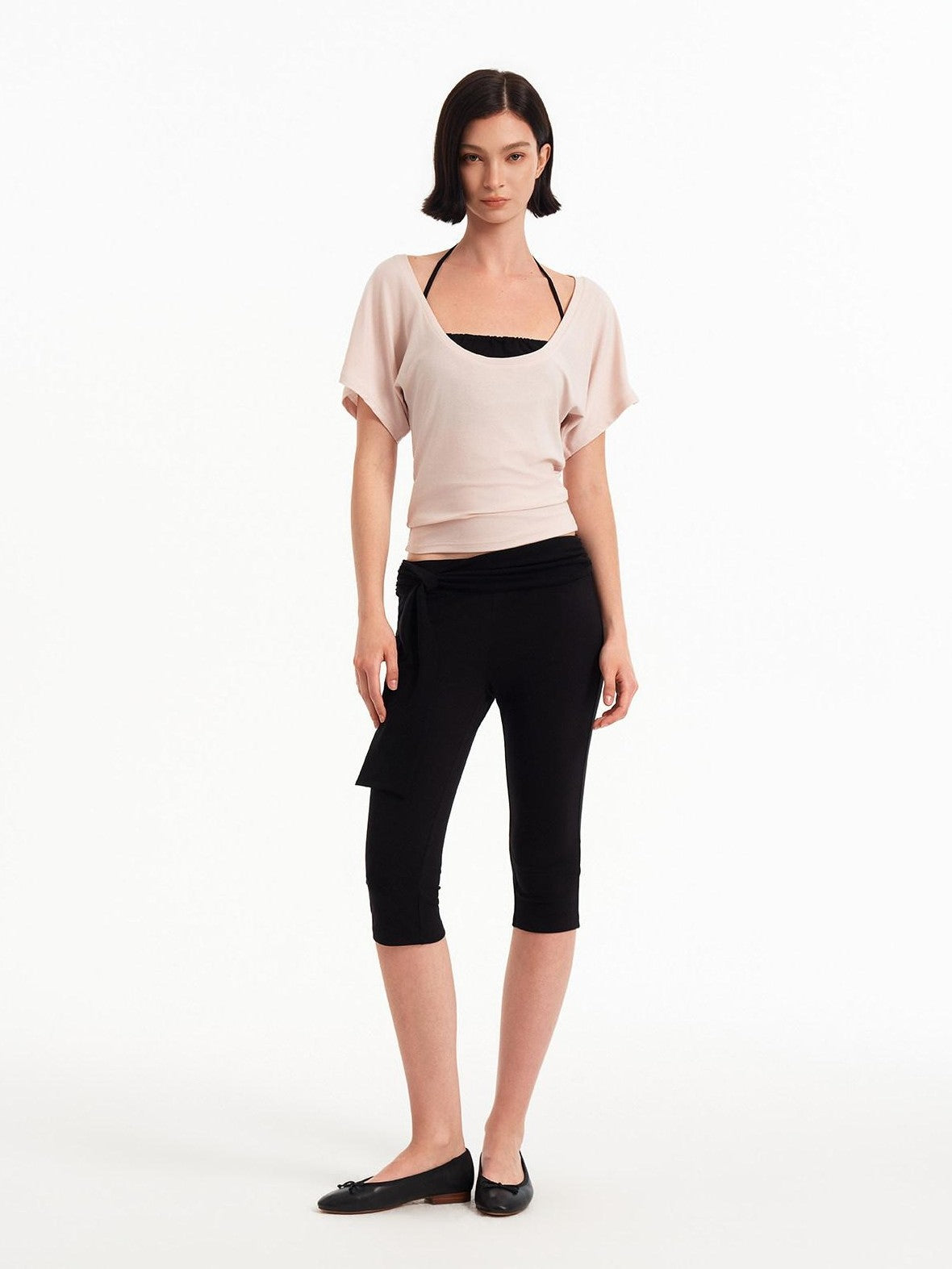 STRIKE A POSE Pink Low U Neck Drop Shoulder Ruched Women&