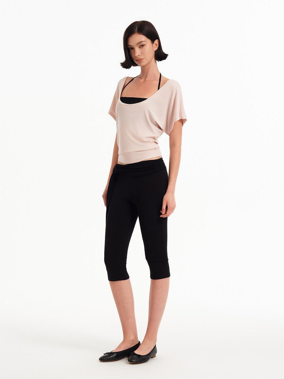 STRIKE A POSE Pink Low U Neck Drop Shoulder Ruched Women&
