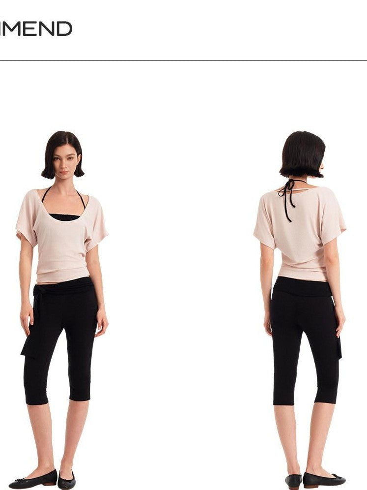 STRIKE A POSE Pink Low U Neck Drop Shoulder Ruched Women&
