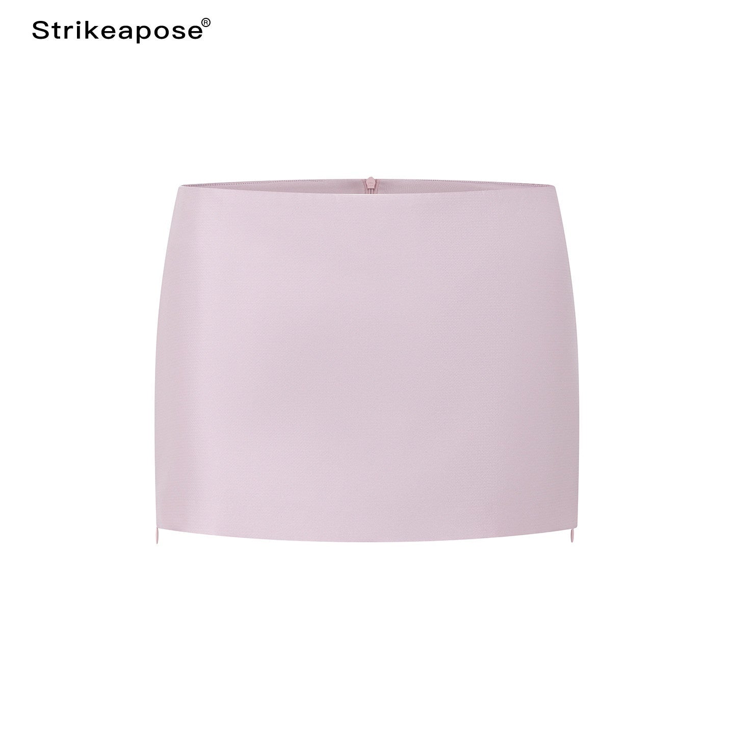 STRIKE_A_POSE_Pink_Satin_Low_Waist_Zipper_Bodycon_Women&