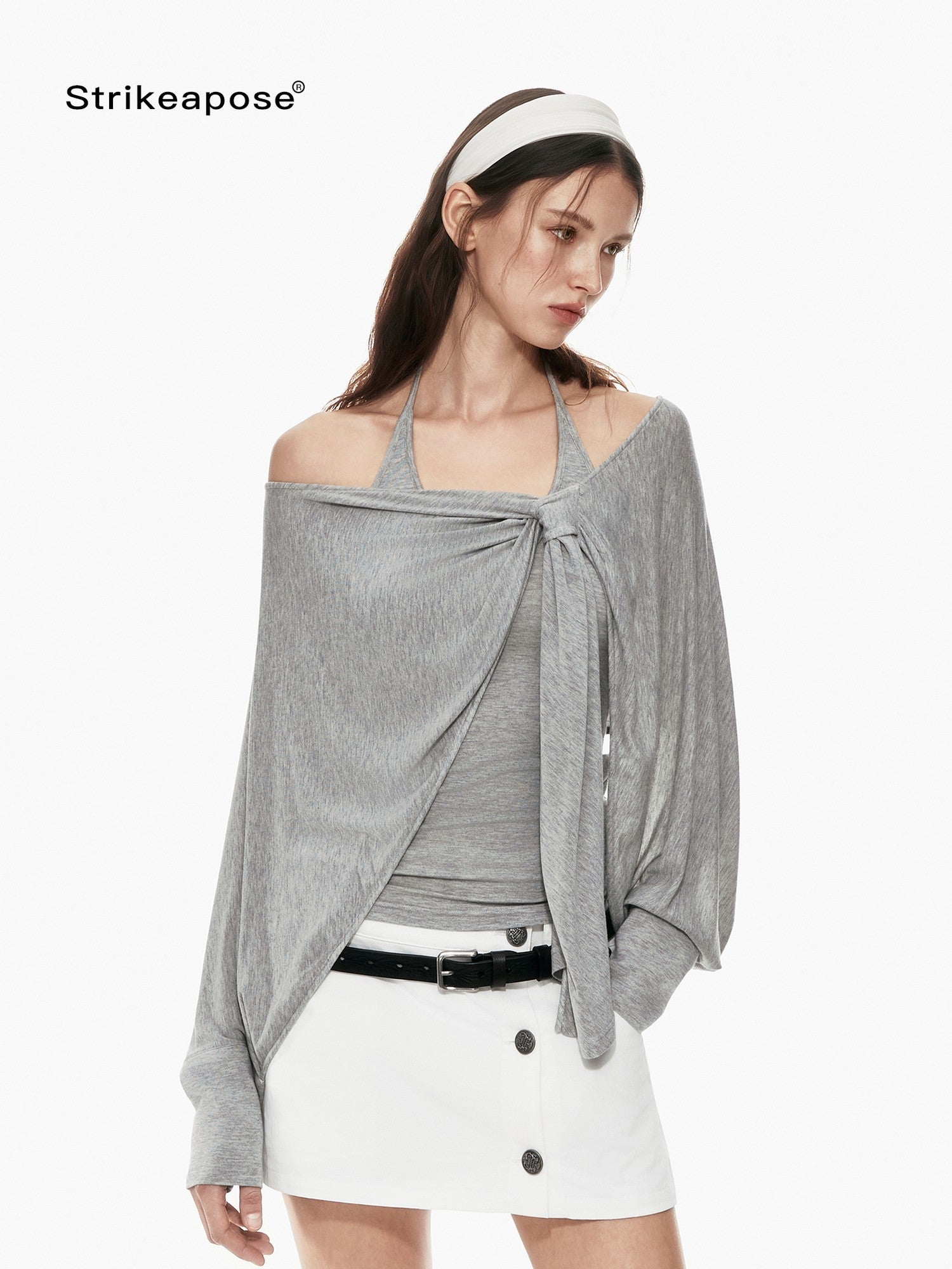 STRIKE A POSE Pink Twist Knot U Neck Layered Women&