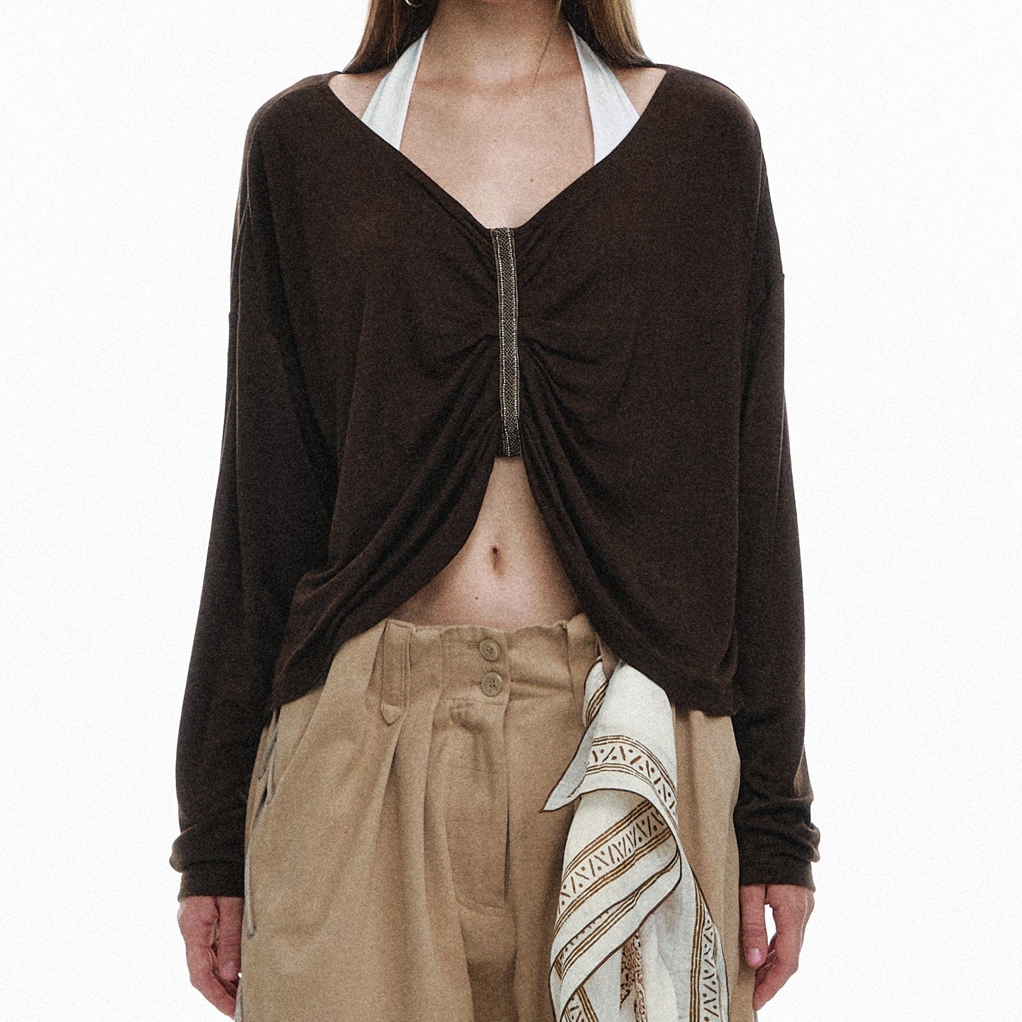 STRIKE_A_POSE_Pleated_Lace_V-neck_Women&