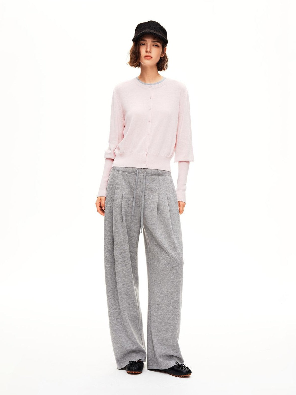STRIKE A POSE Pleated Low Rise Drawstring Wide Leg Wool Blend Women&