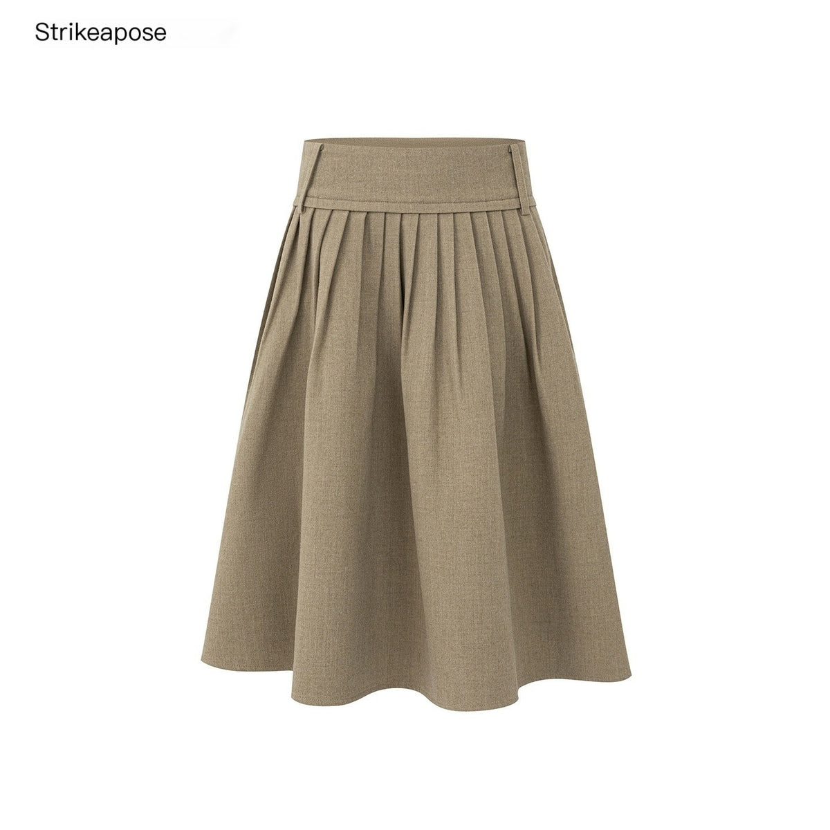 STRIKE_A_POSE_Pleated_Low_Waist_Wool_Blend_A_Line_Women&